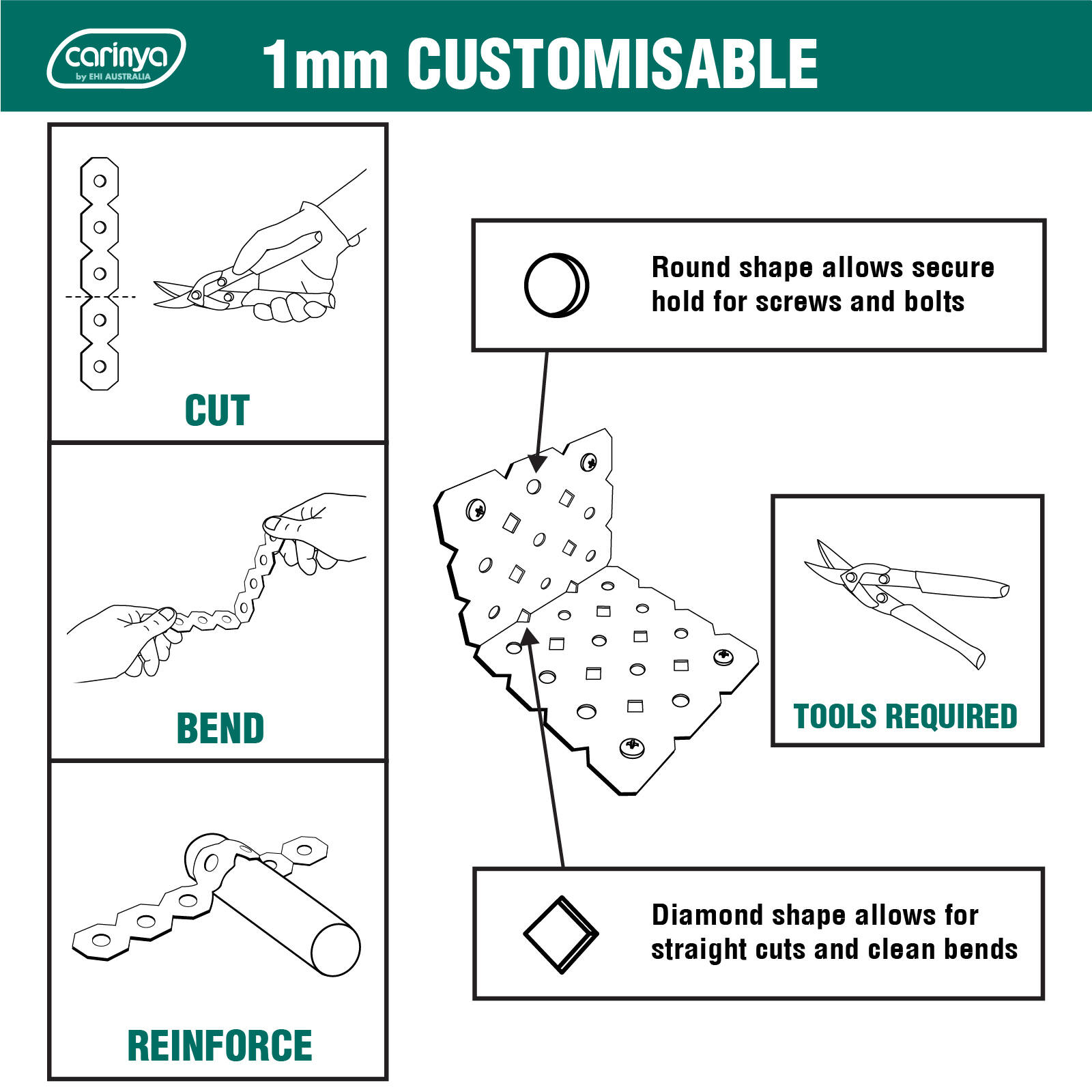Carinya 150 x 140 x 50 x 1mm Galvanised L-Shape Make-A-Bracket 5 Carinya 150 x 140 x 50 x 1mm Galvanised L-Shape Make-A-Bracket