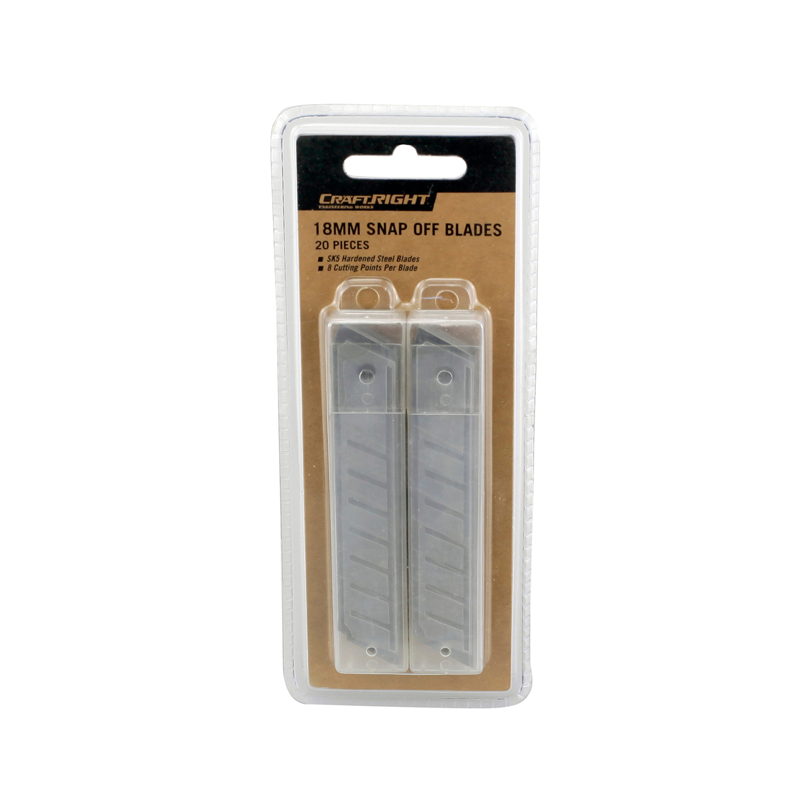Craftright 18mm Replacement Snap Off Knife Blade - 20 Pack