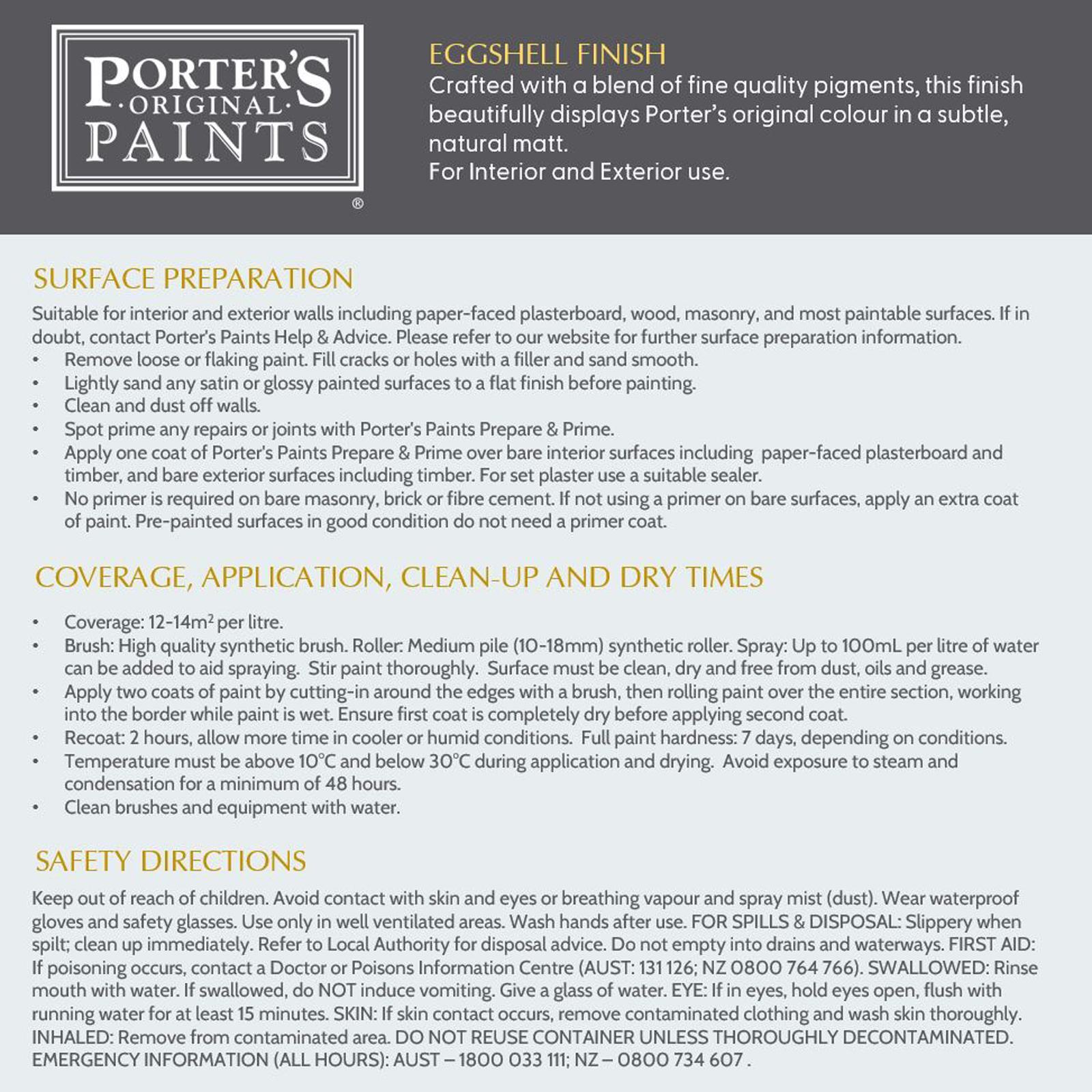 Porter's 100ml Hamptons Blue Eggshell Finish Broadwall Washable Paint