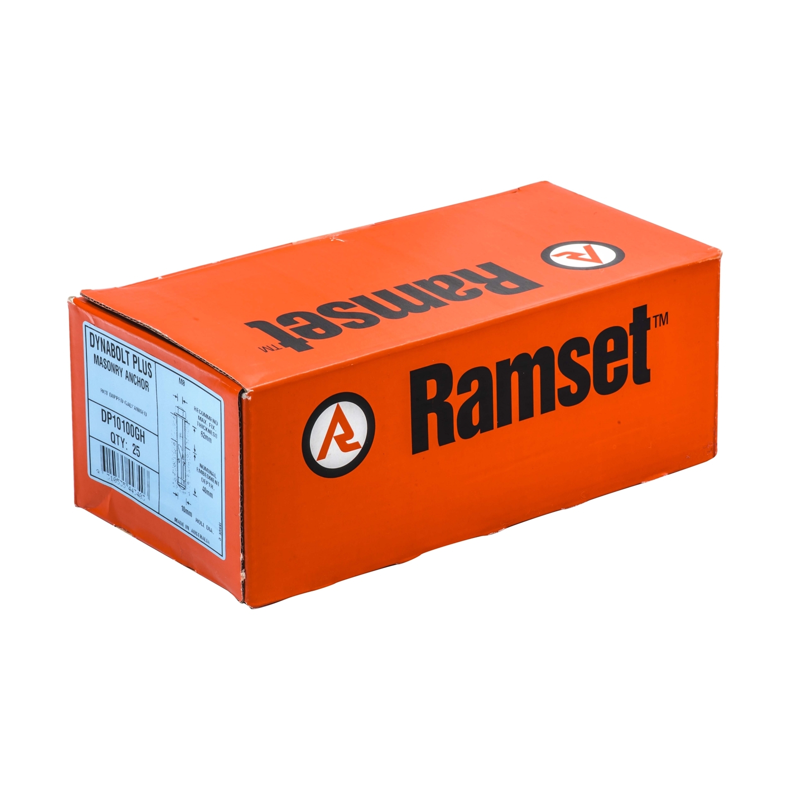 Ramset 10 x 100mm Galvanised DynaBolt Plus Hex Nut Bolt - 25 Pack
