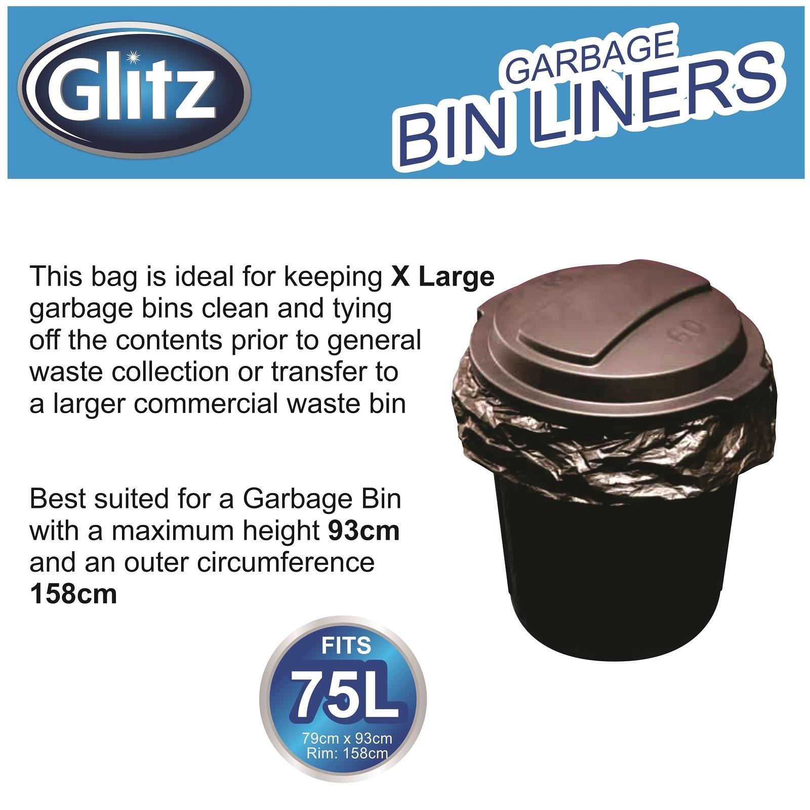 Glitz 75L Black Garbage Bags - 25 Pack