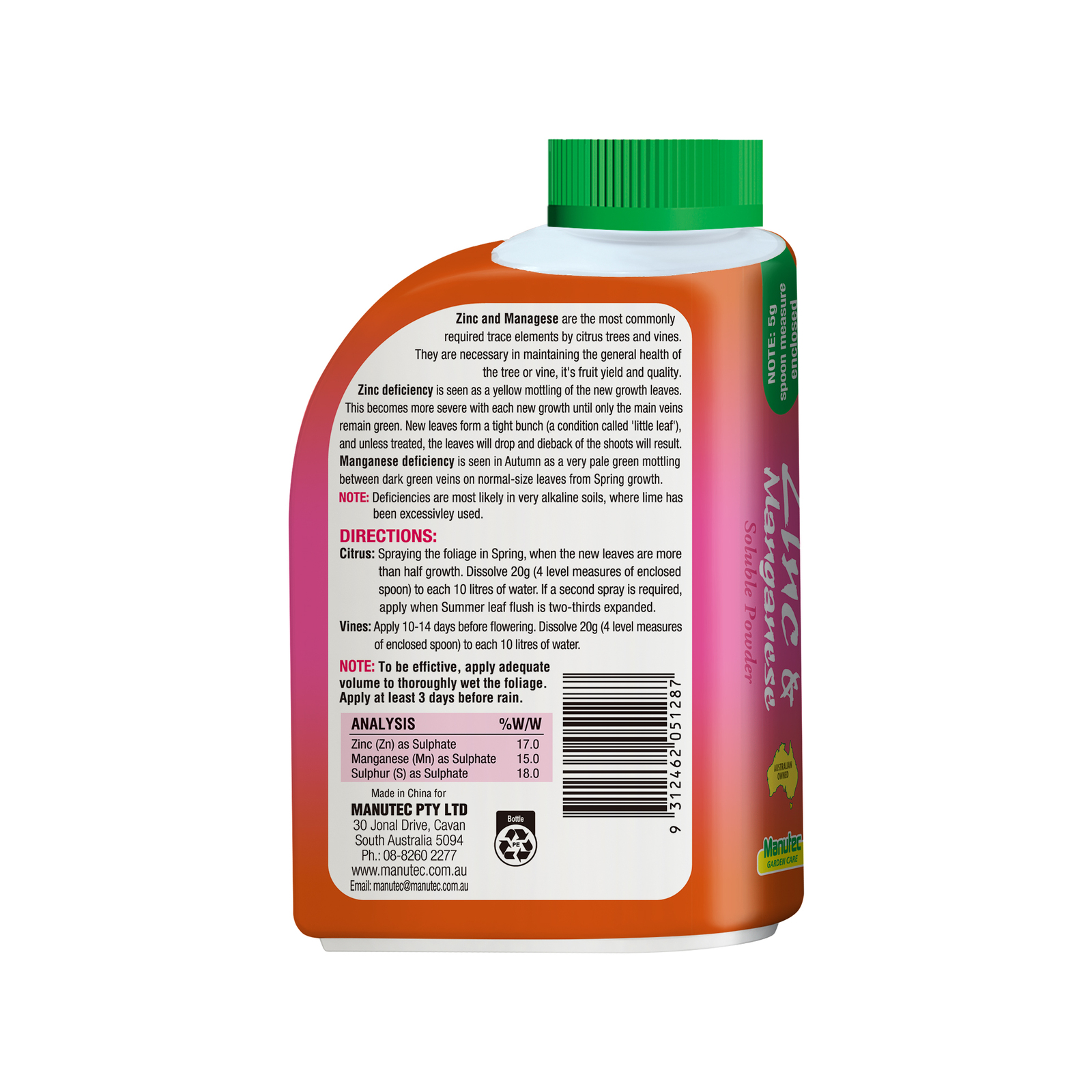 Manutec 500g Zinc & Manganese Soluble Powder