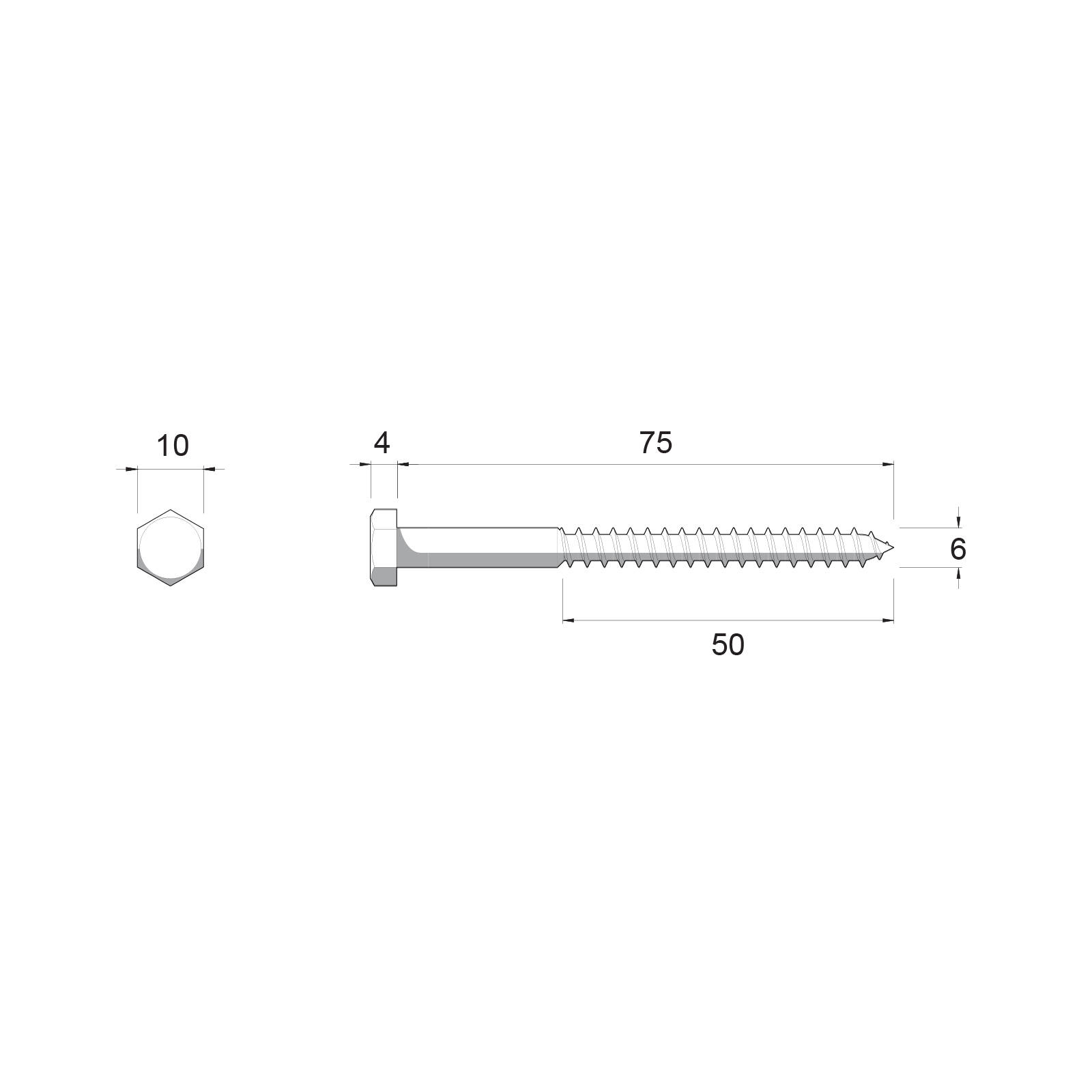 ZENITH M6 x 75mm Hot Dip Galvanised Hex Head Coach Screws - 25 Pack 5 ZENITH M6 x 75mm Hot Dip Galvanised Hex Head Coach Screws - 25 Pack