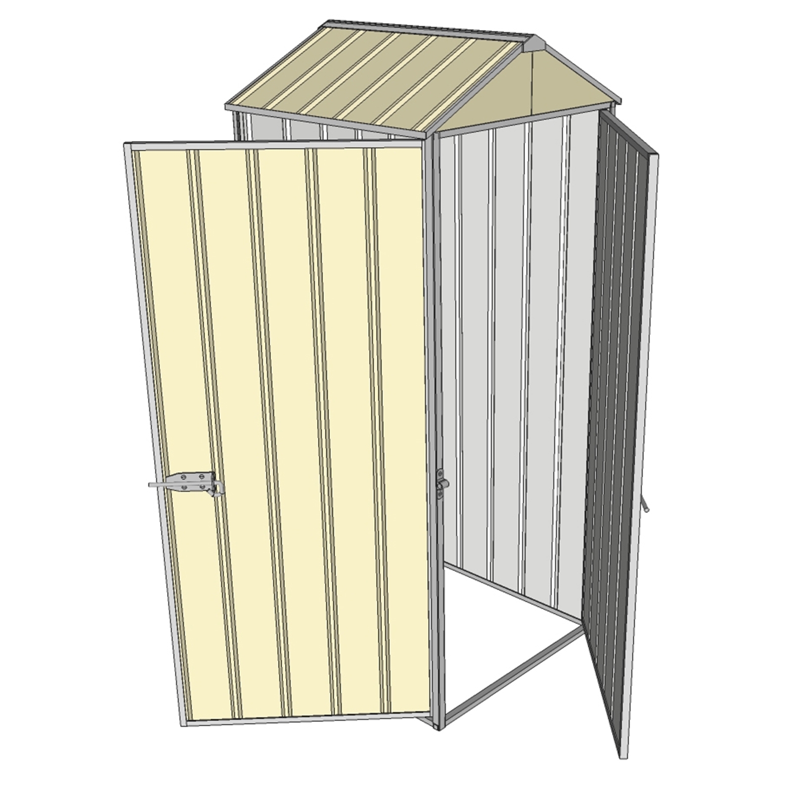 Build-a-Shed 0.8 x 0.8 x 2.1m Gable Single Hinged Door Shed with Single Hinged Side Door - Cream
