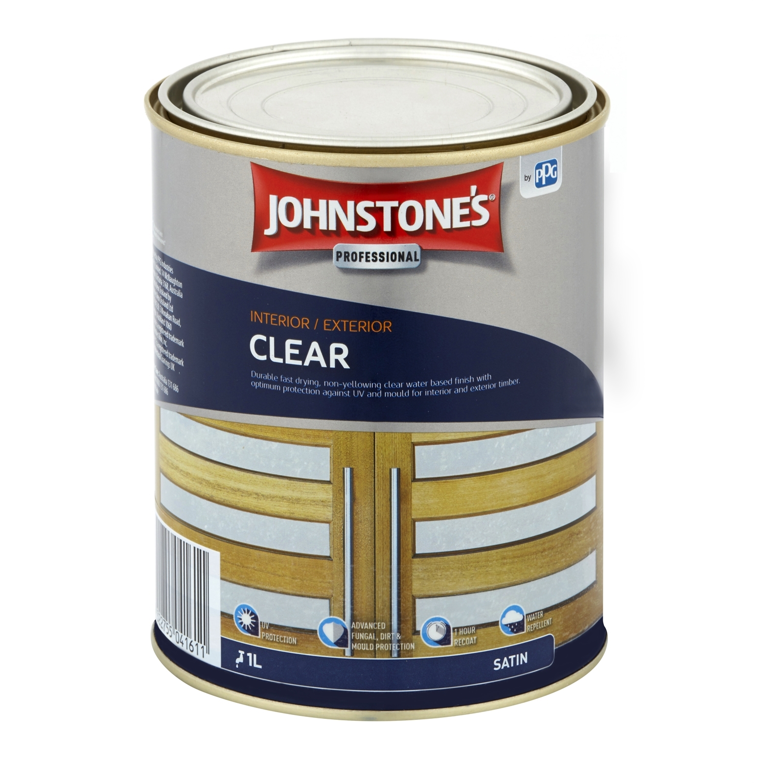Johnstone's 1L Satin Water Based Clear Interior / Exterior Varnish - 1L