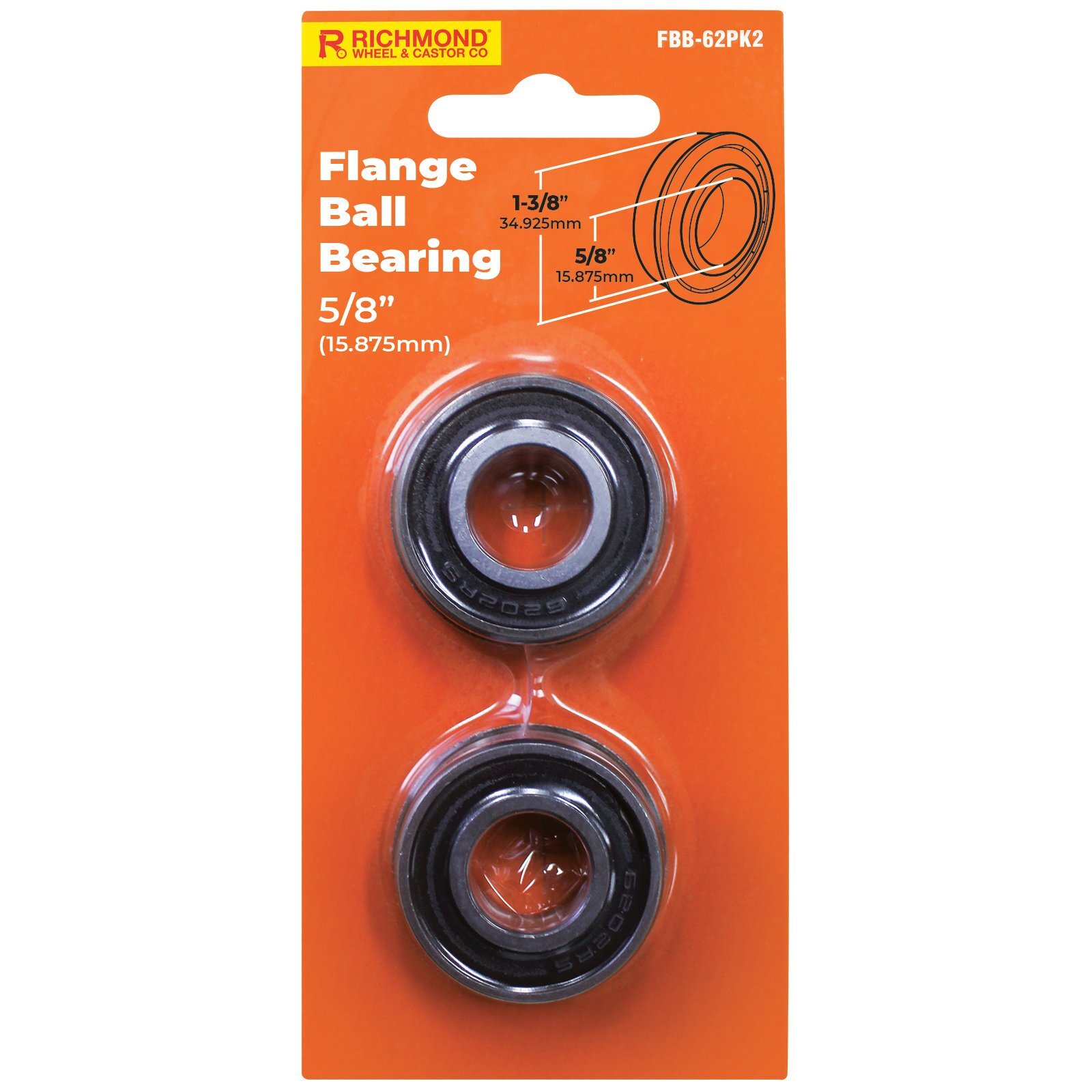 Richmond 1-3/8" x 5/8" Flange Ball Bearing - 2 Pack