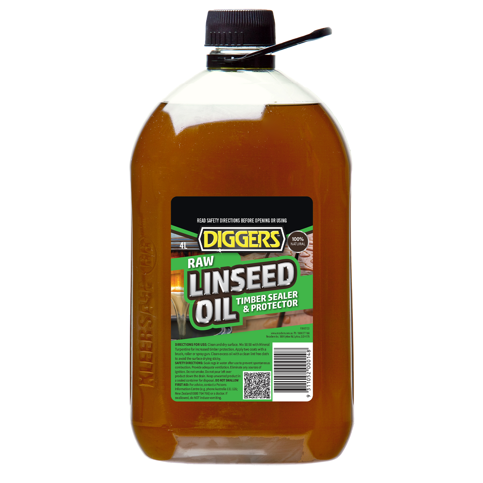 DIGGERS 4L Raw Linseed Timber Oil