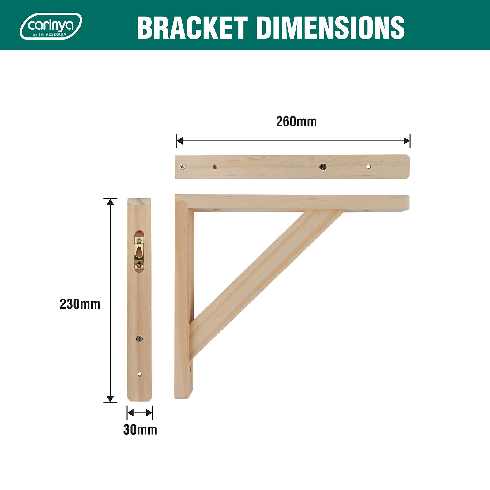 Carinya 260 x 230mm Raw Pine Stayed Bracket 5 Carinya 260 x 230mm Raw Pine Stayed Bracket