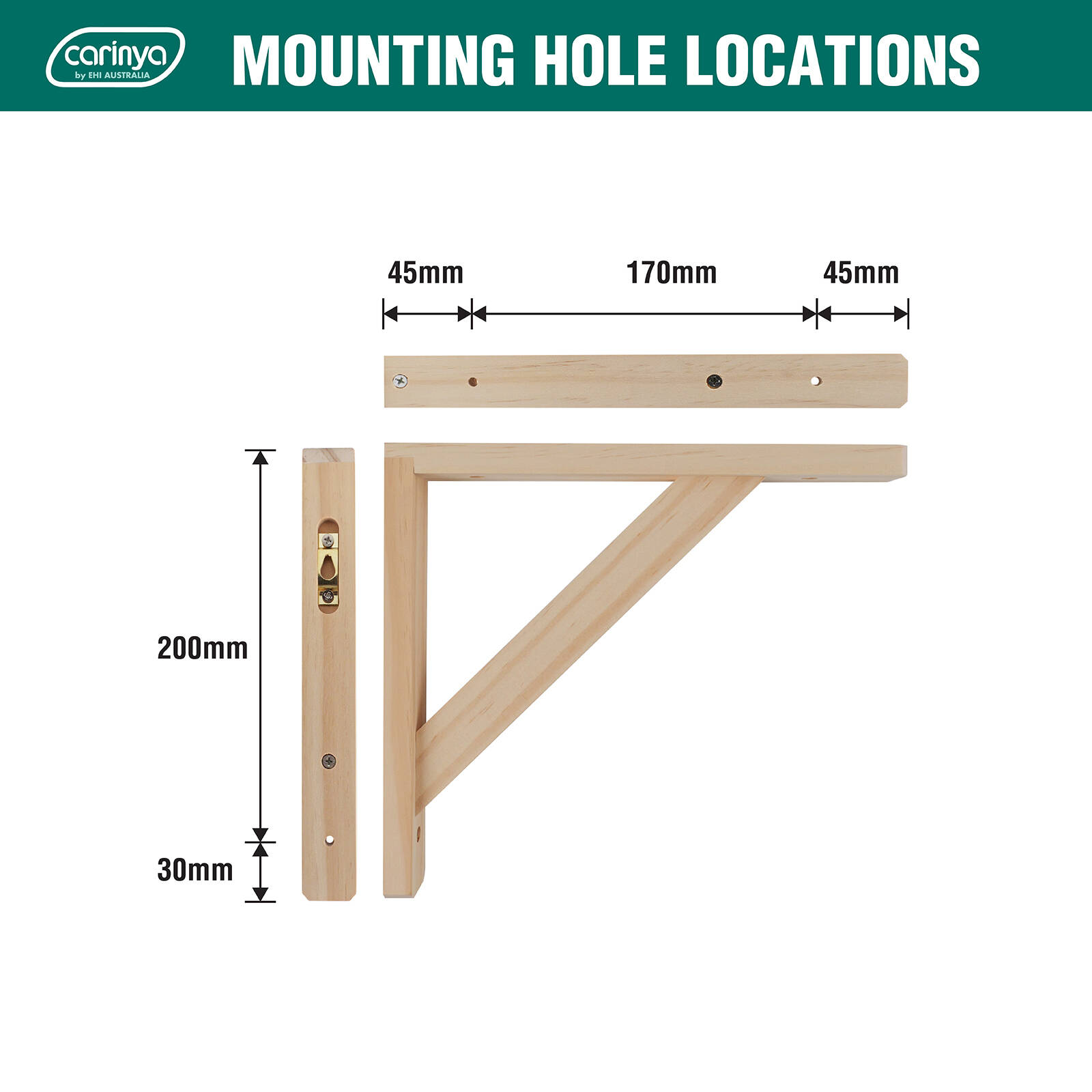 Carinya 260 x 230mm Raw Pine Stayed Bracket 6 Carinya 260 x 230mm Raw Pine Stayed Bracket