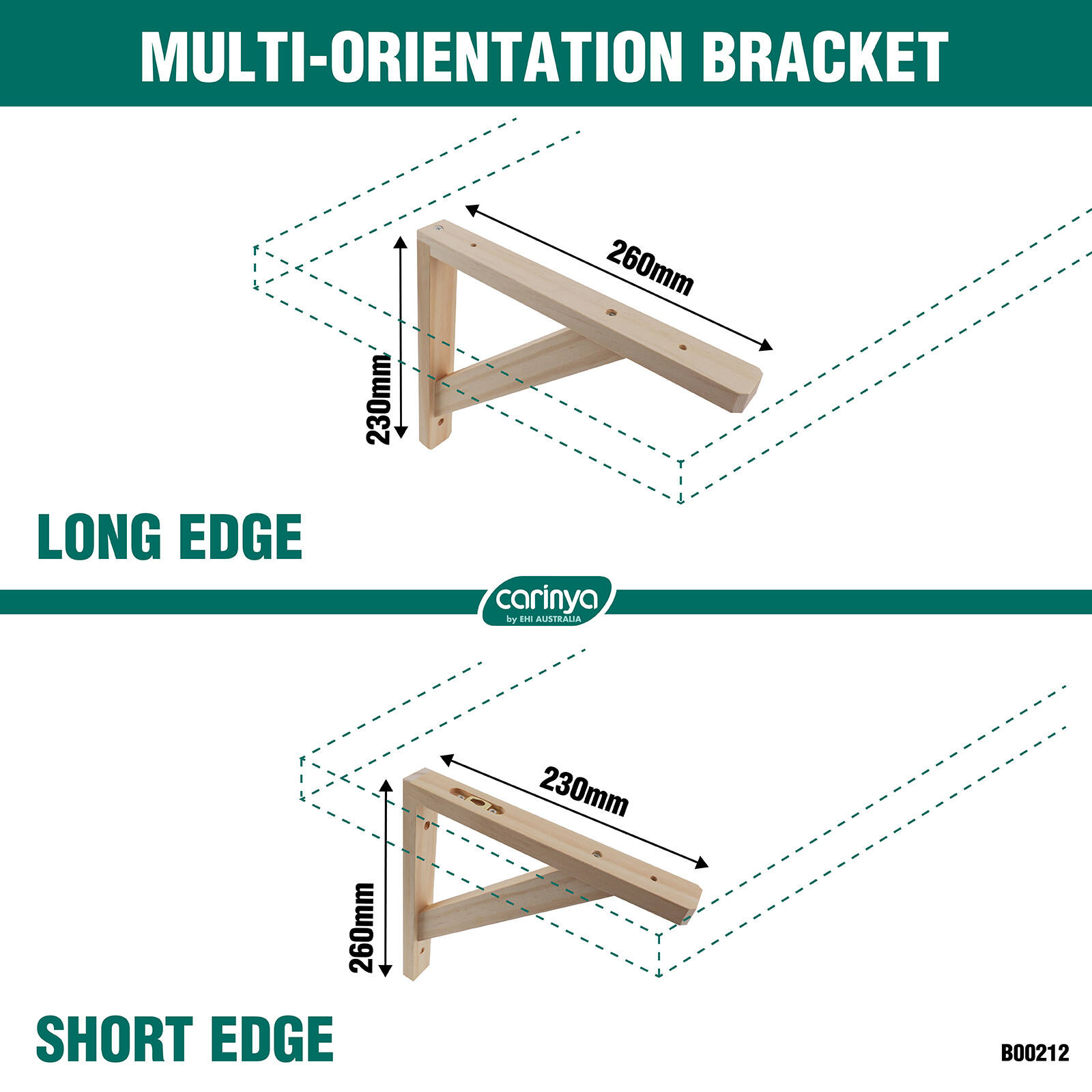 Carinya 260 x 230mm Raw Pine Stayed Bracket 7 Carinya 260 x 230mm Raw Pine Stayed Bracket