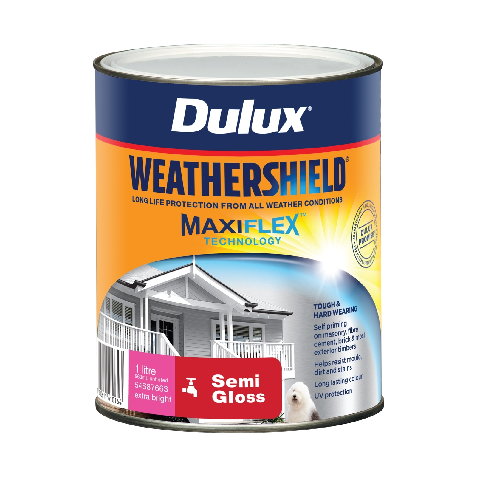 Dulux 1L Exterior Paint Weathershield Semi Gloss Extra Bright