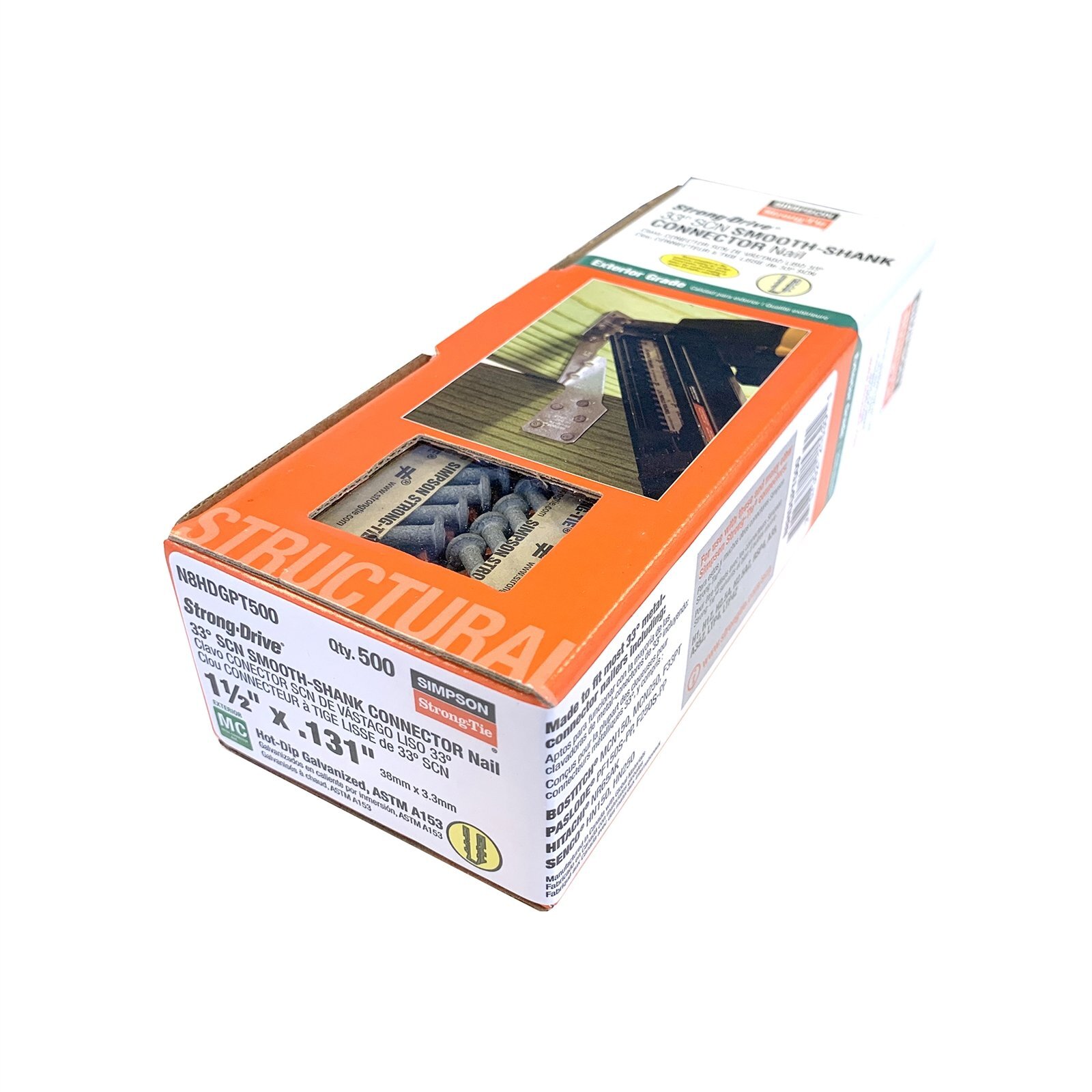 Simpson Strong-Tie 3.32 x 38mm SCN Smooth Shank Collated Connector Nail - 500 Pack