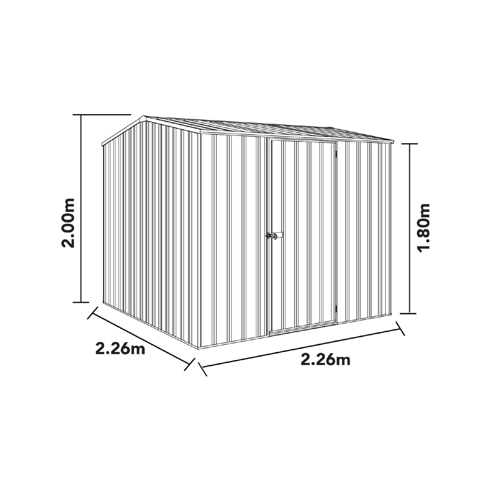 Absco Sheds 2.26 x 2.26 x 2.0m Classic Cream Premier Single Door Garden Shed