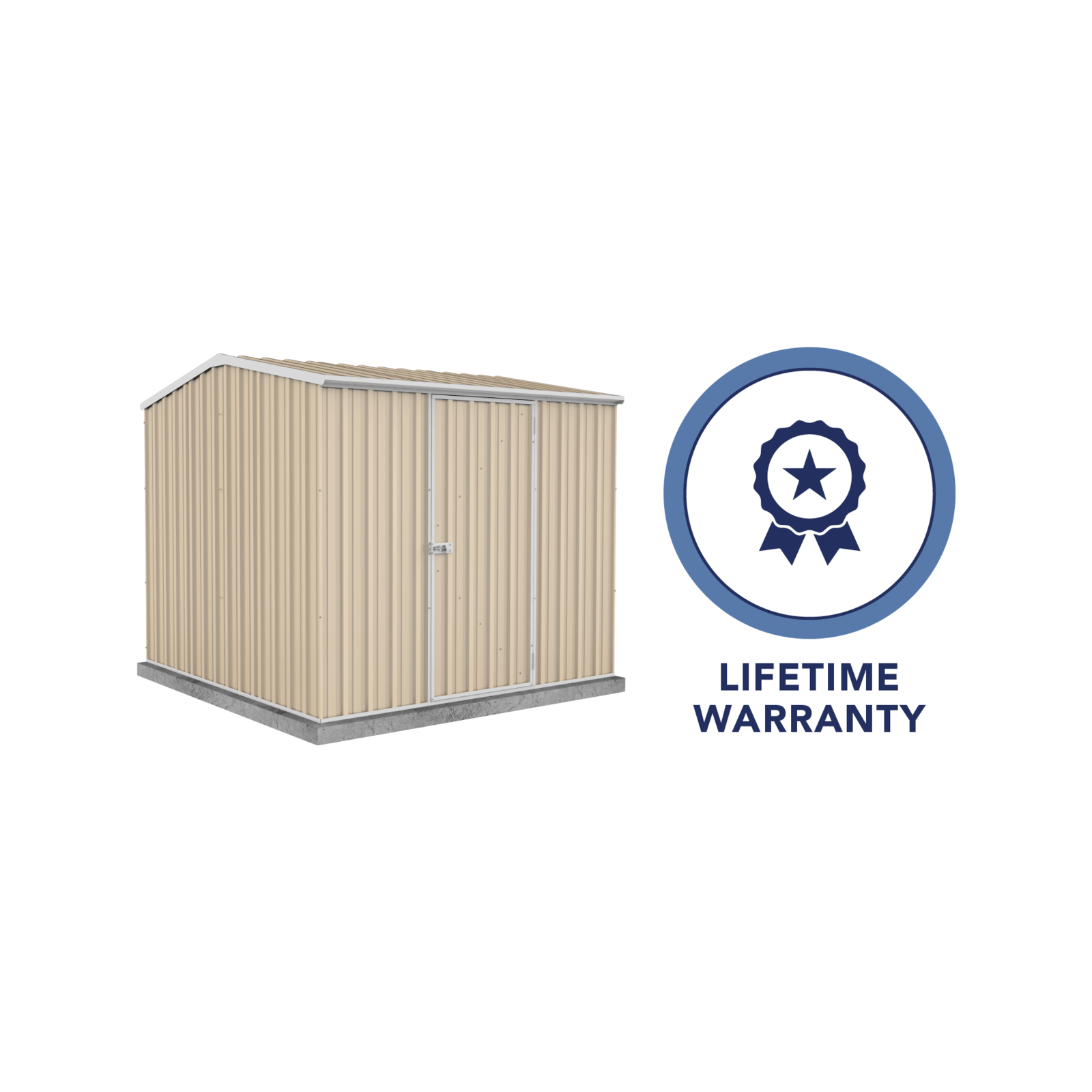 Absco Sheds 2.26 x 2.26 x 2.0m Classic Cream Premier Single Door Garden Shed