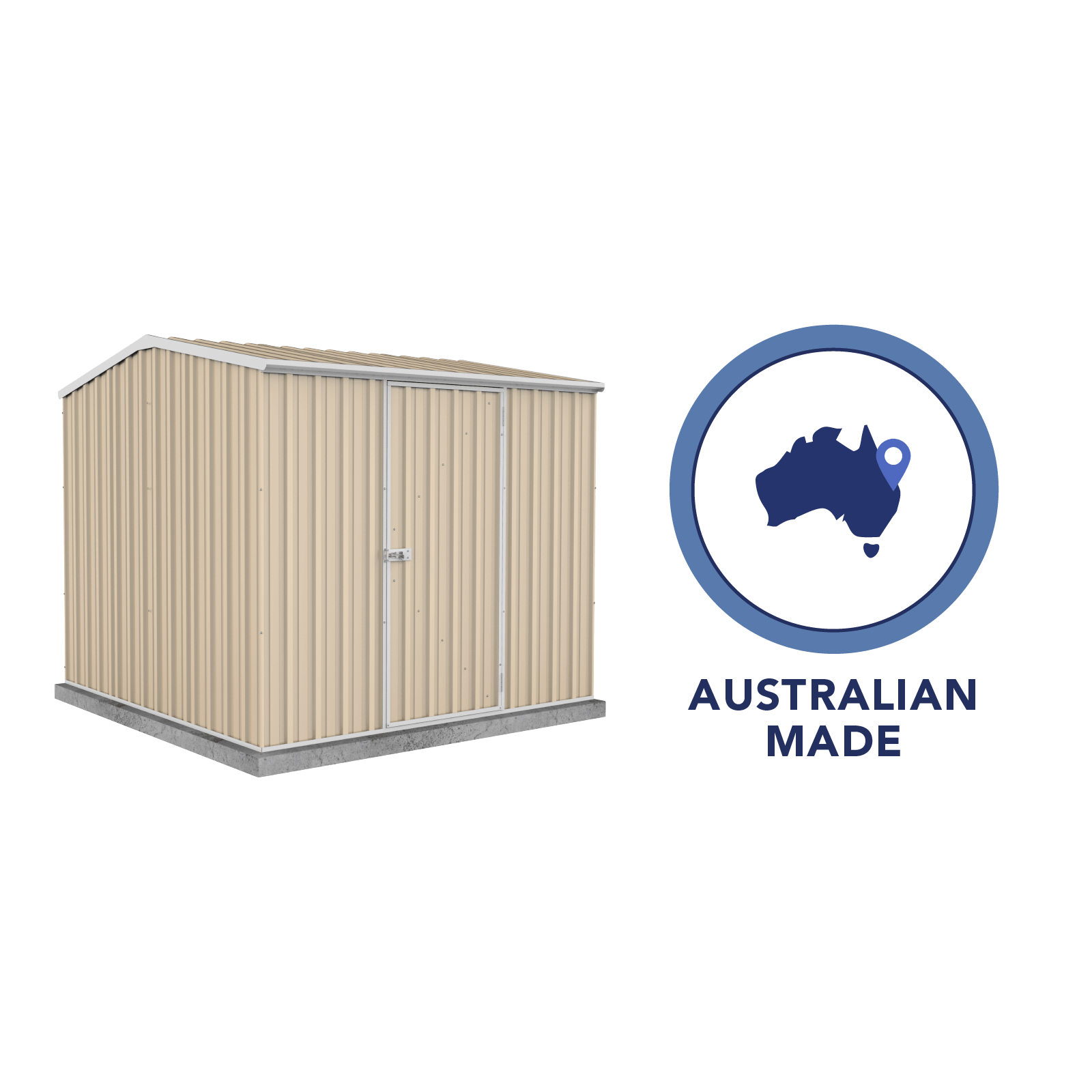 Absco Sheds 2.26 x 2.26 x 2.0m Classic Cream Premier Single Door Garden Shed