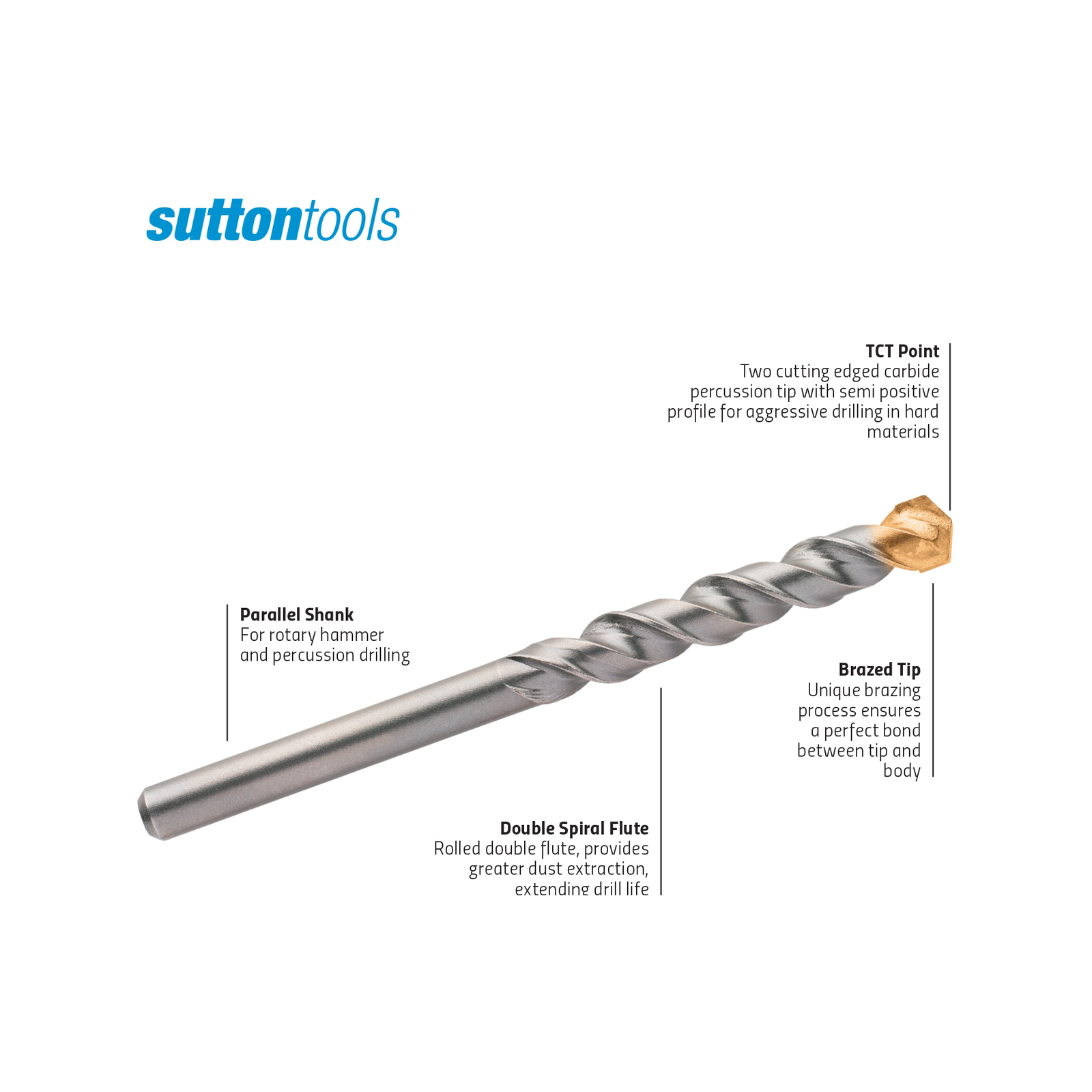 Sutton Tools 14 x 150mm SB TCT Masonry Drill Bit 4 Sutton Tools 14 x 150mm SB TCT Masonry Drill Bit
