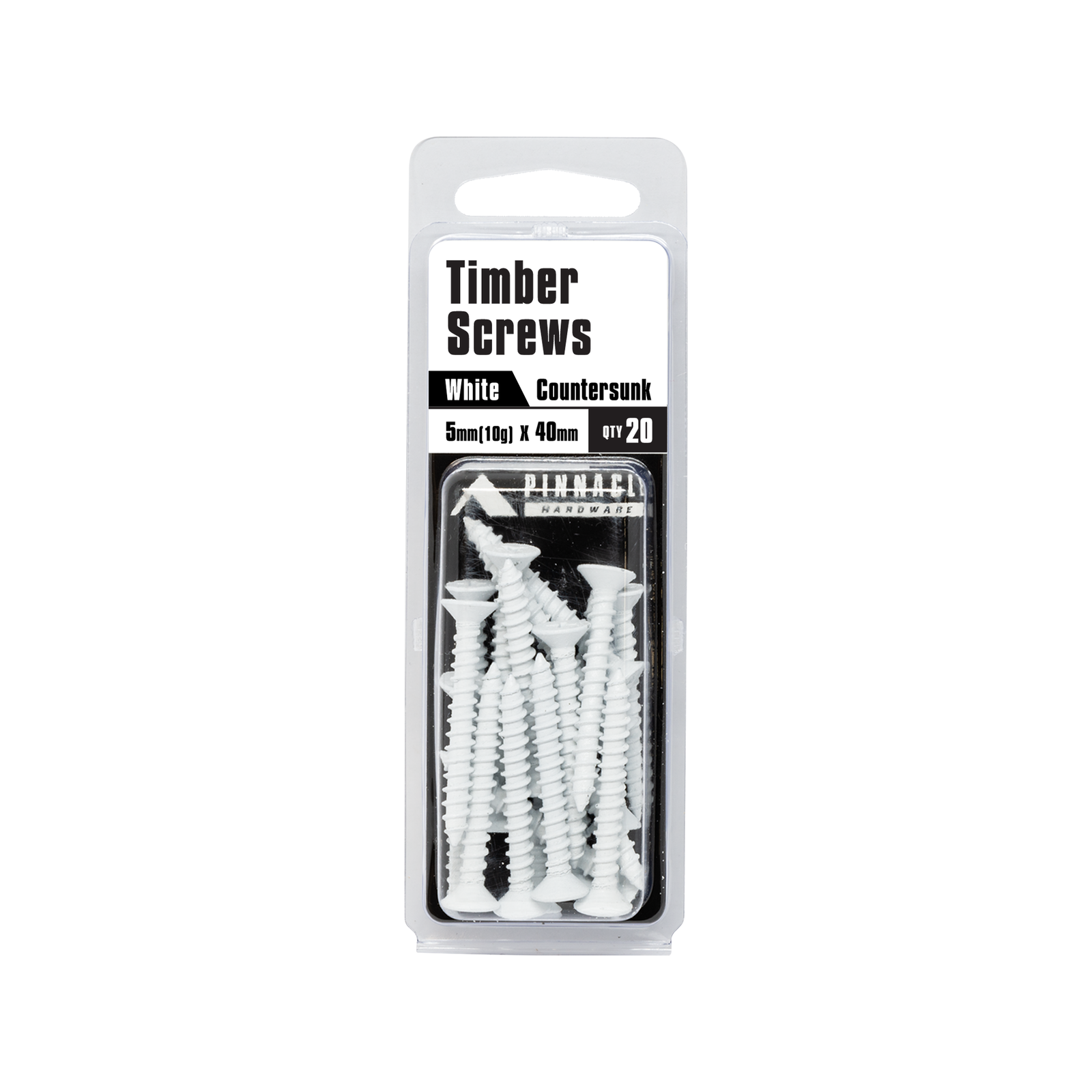 Pinnacle 5.0 x 40mm White Countersunk Timber Screw - 20 Pack