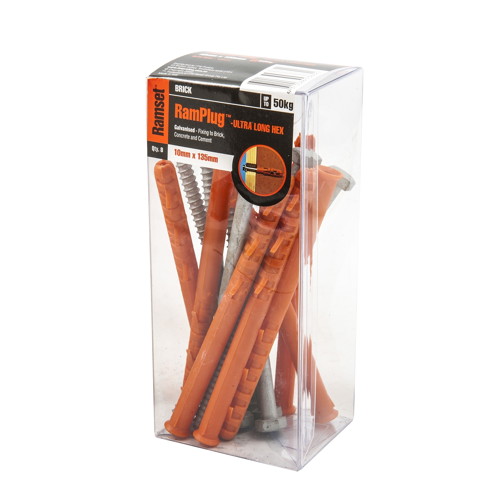 Ramset 10 x 135mm Ultra-Long Hex Galvanised Anchor - 8 Pack