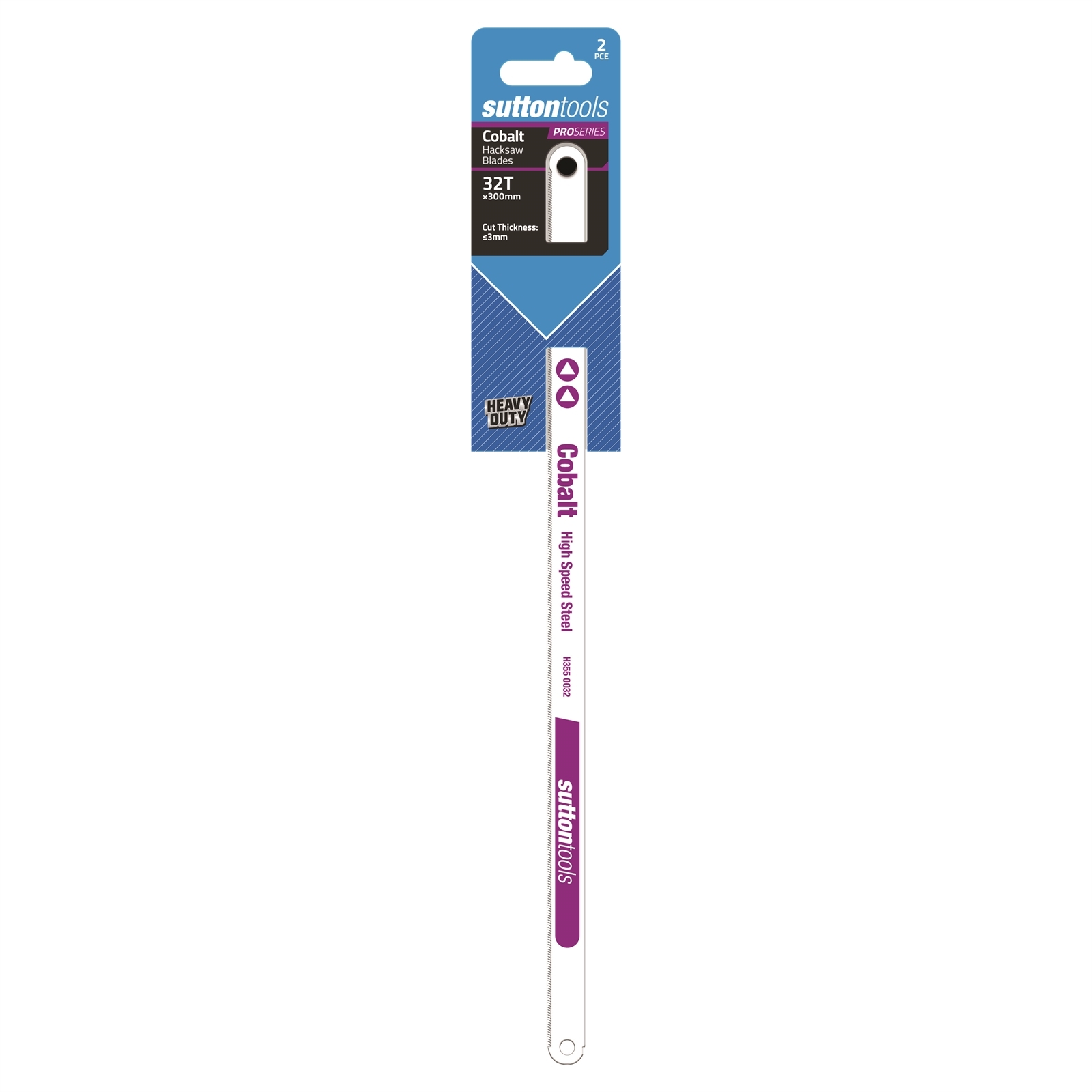 Sutton Tools 300mm 32 TPI Cobalt Hacksaw Blade - 2 Pack