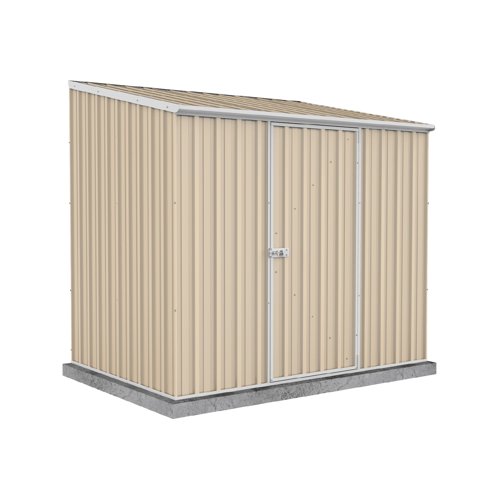 Absco Sheds 2.26 x 1.52 x 2.08m Space Saver Single Door Garden Shed - Classic Cream