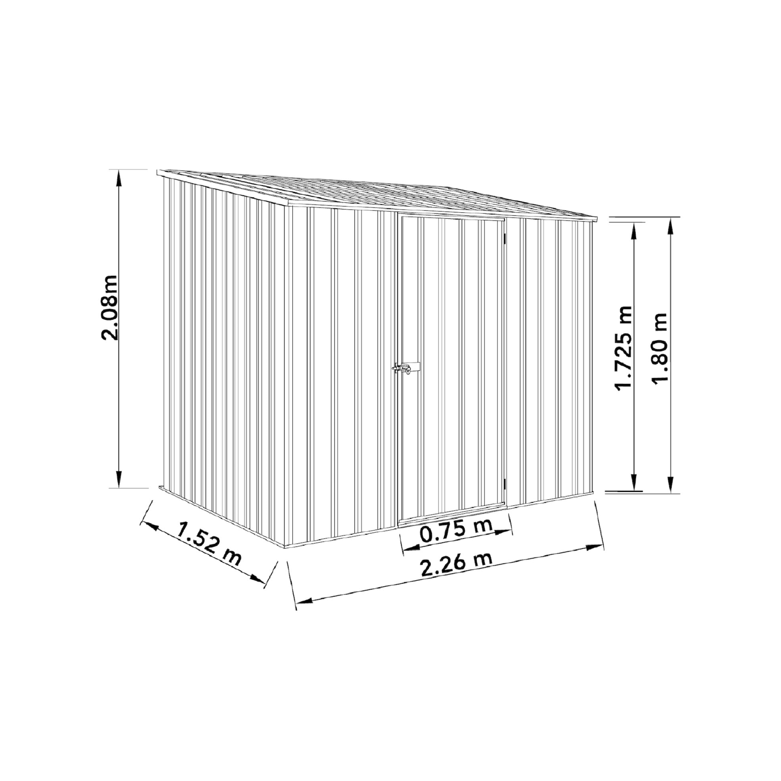 Absco Sheds 2.26 x 1.52 x 2.08m Space Saver Single Door Garden Shed - Classic Cream 3 Absco Sheds 2.26 x 1.52 x 2.08m Space Saver Single Door Garden Shed - Classic Cream