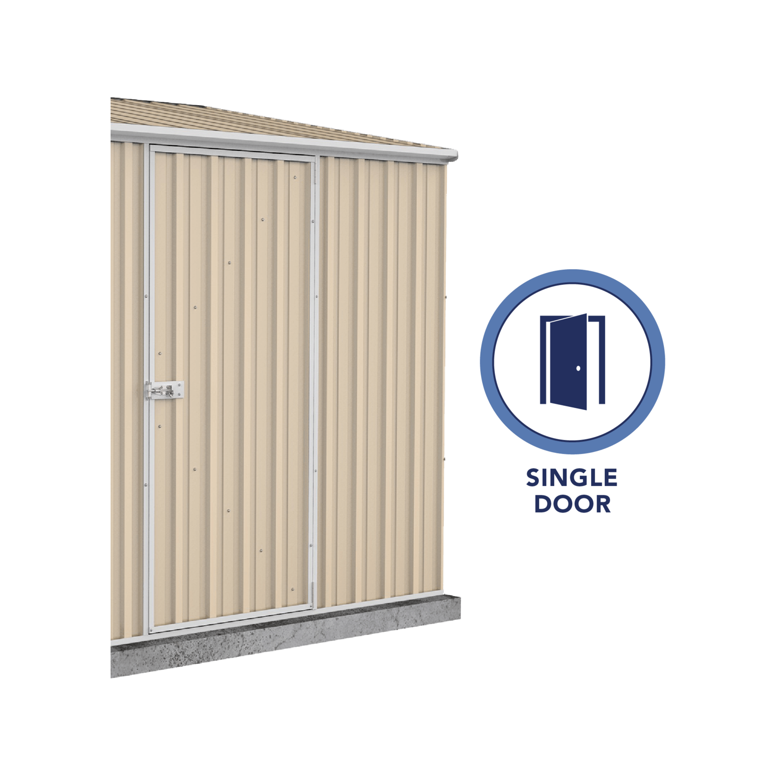 Absco Sheds 2.26 x 1.52 x 2.08m Space Saver Single Door Garden Shed - Classic Cream 5 Absco Sheds 2.26 x 1.52 x 2.08m Space Saver Single Door Garden Shed - Classic Cream