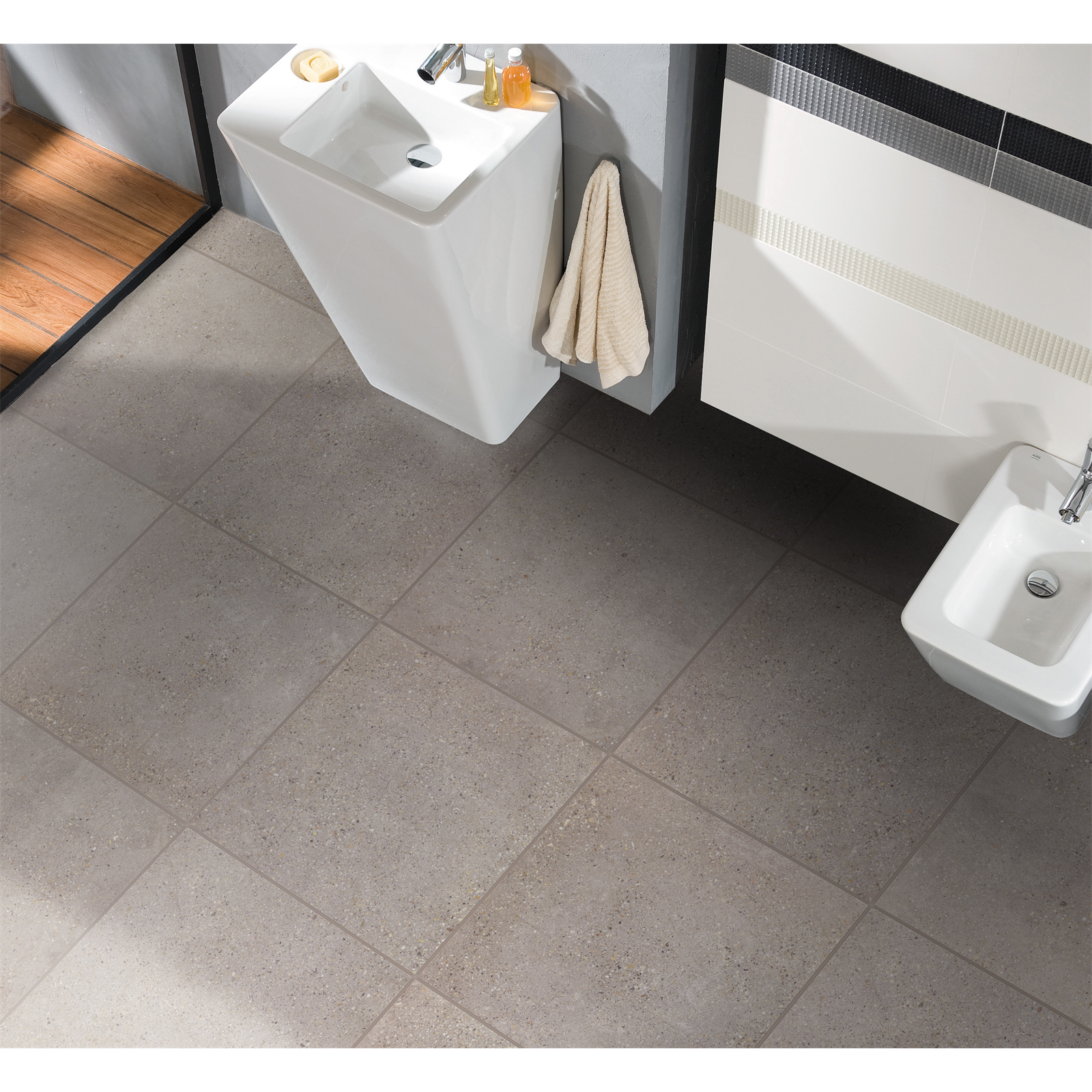 Duratile 60 x 60cm 1.08m² Aggregate Grey Porcelain Indoor Floor Tile - 3 Carton