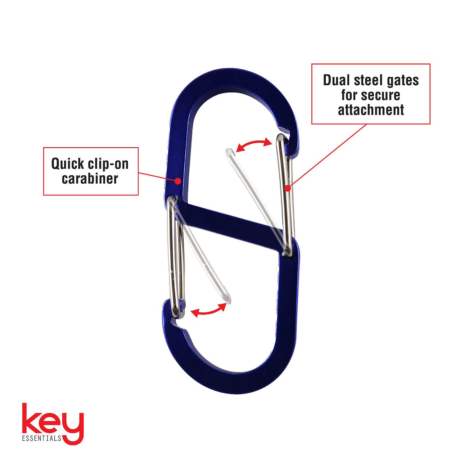 Key Essentials Key Ring Carabiner With 2 Steel Gates