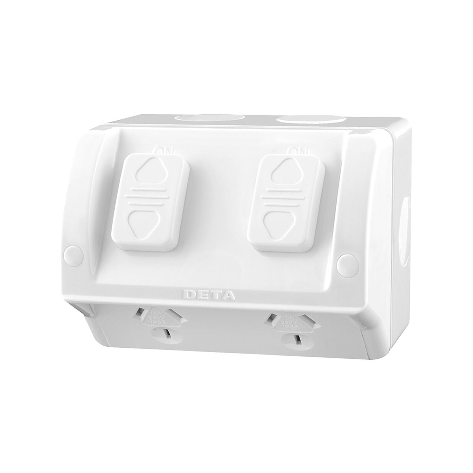 DETA 250V 10 Amp Rhodium Plated Outdoor Double Outlet Powerpoint