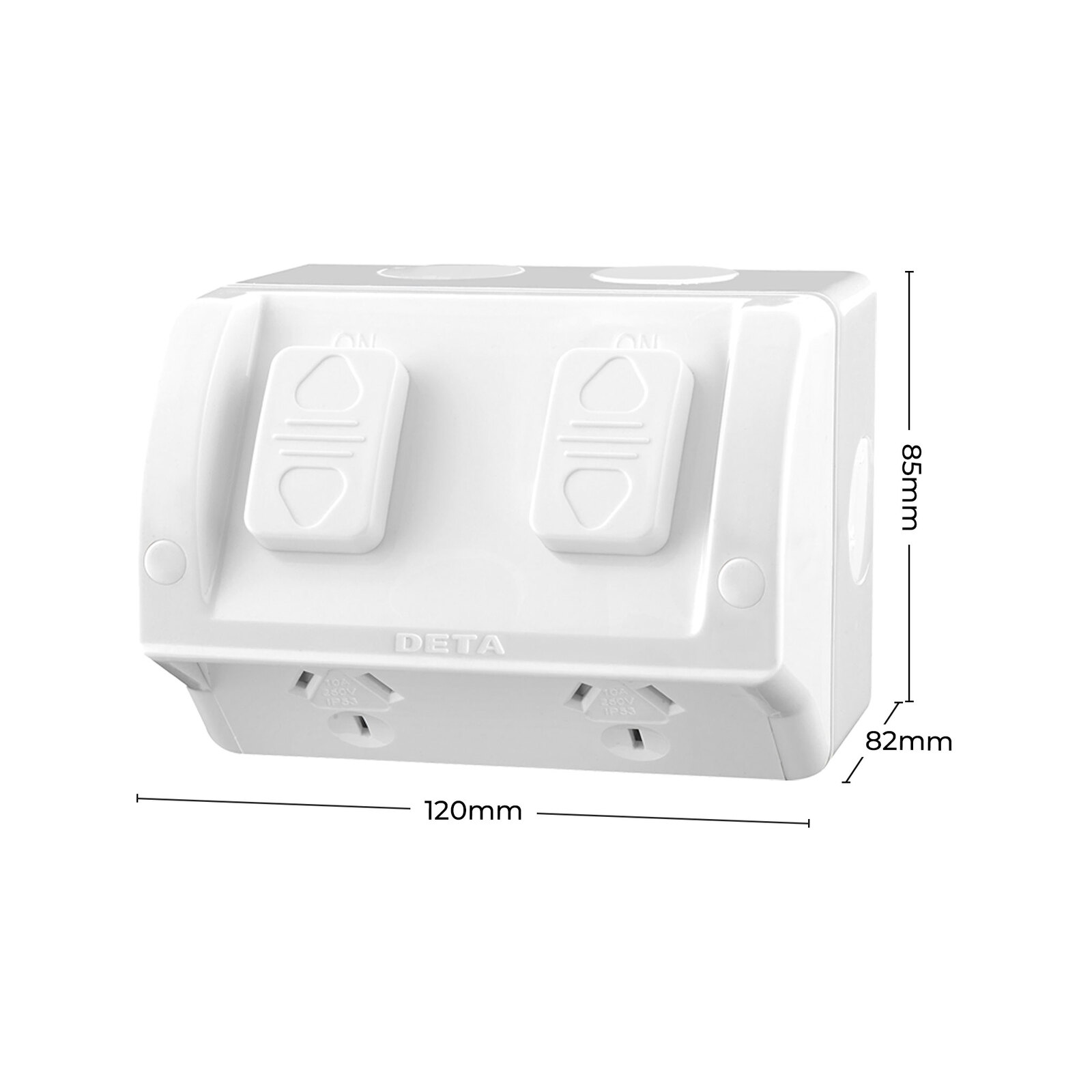 DETA 250V 10 Amp Rhodium Plated Outdoor Double Outlet Powerpoint 4 DETA 250V 10 Amp Rhodium Plated Outdoor Double Outlet Powerpoint