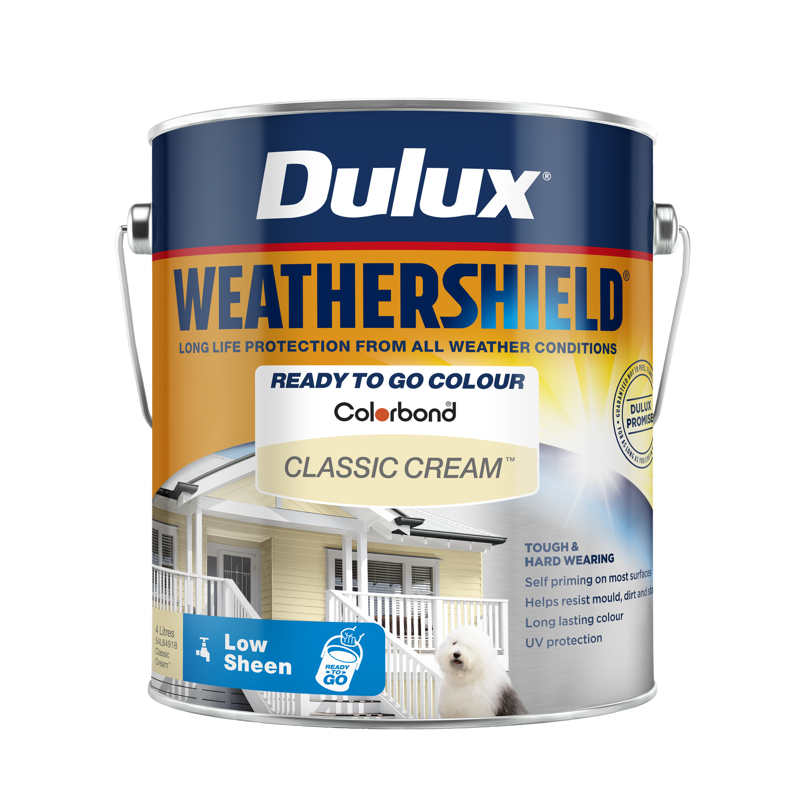 Dulux 4L Classic Cream Low Sheen Weathershield Exterior Paint - 4L