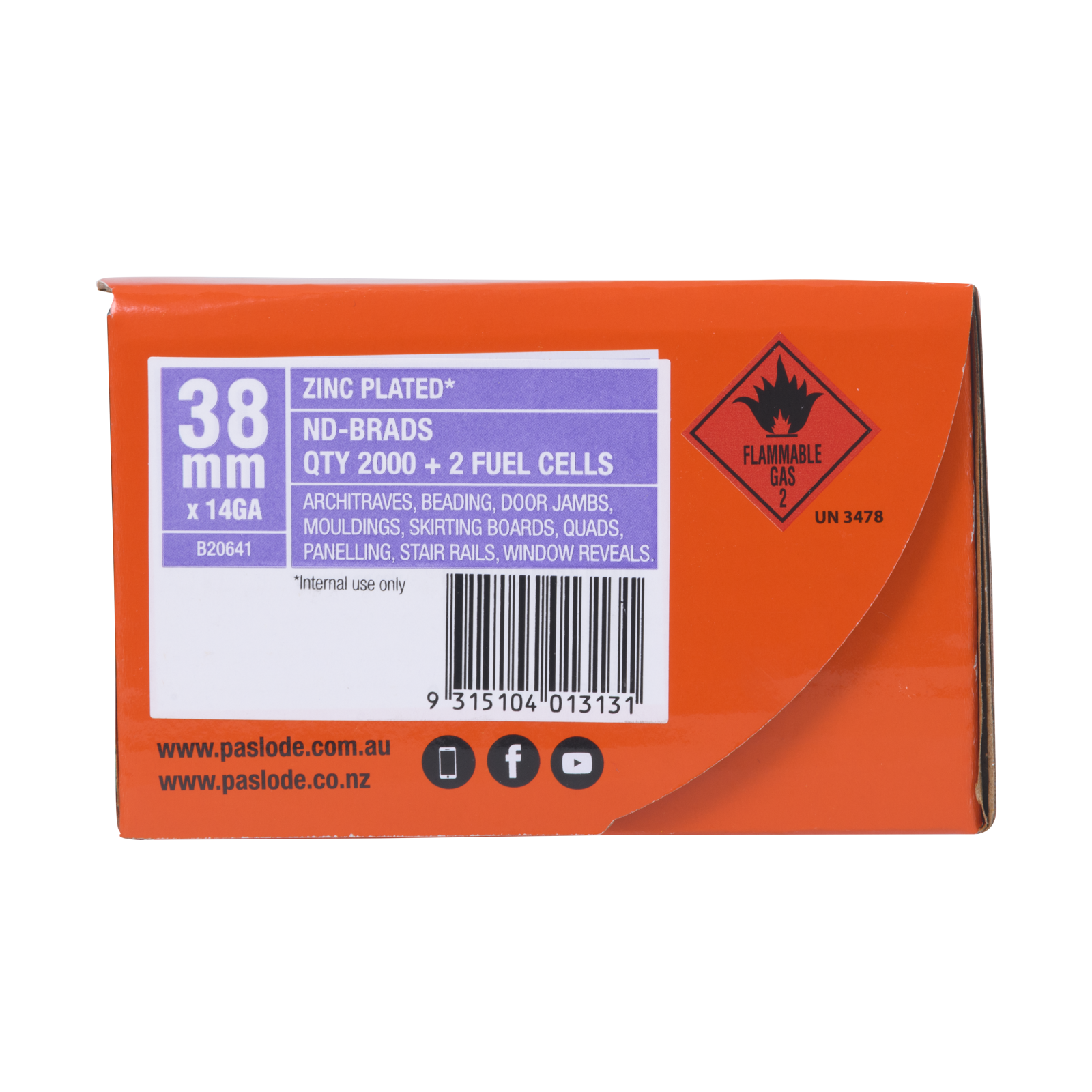 Paslode 14g x 38mm ND Brad With Fuel - 2000 Pack