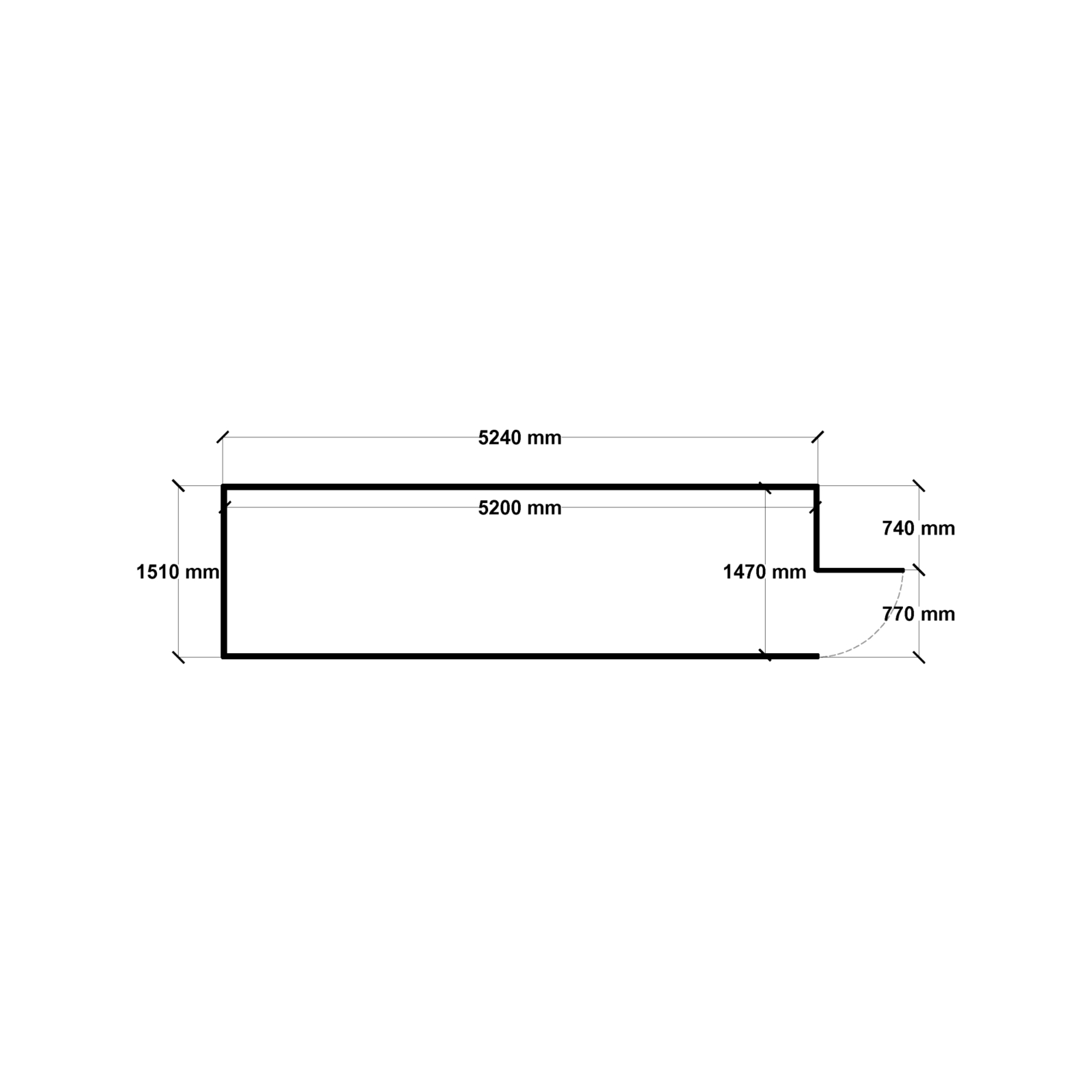 Build-a-Shed 1.5 x 5.2 x 2m Skillion Shed without Side Doors - Zinc
