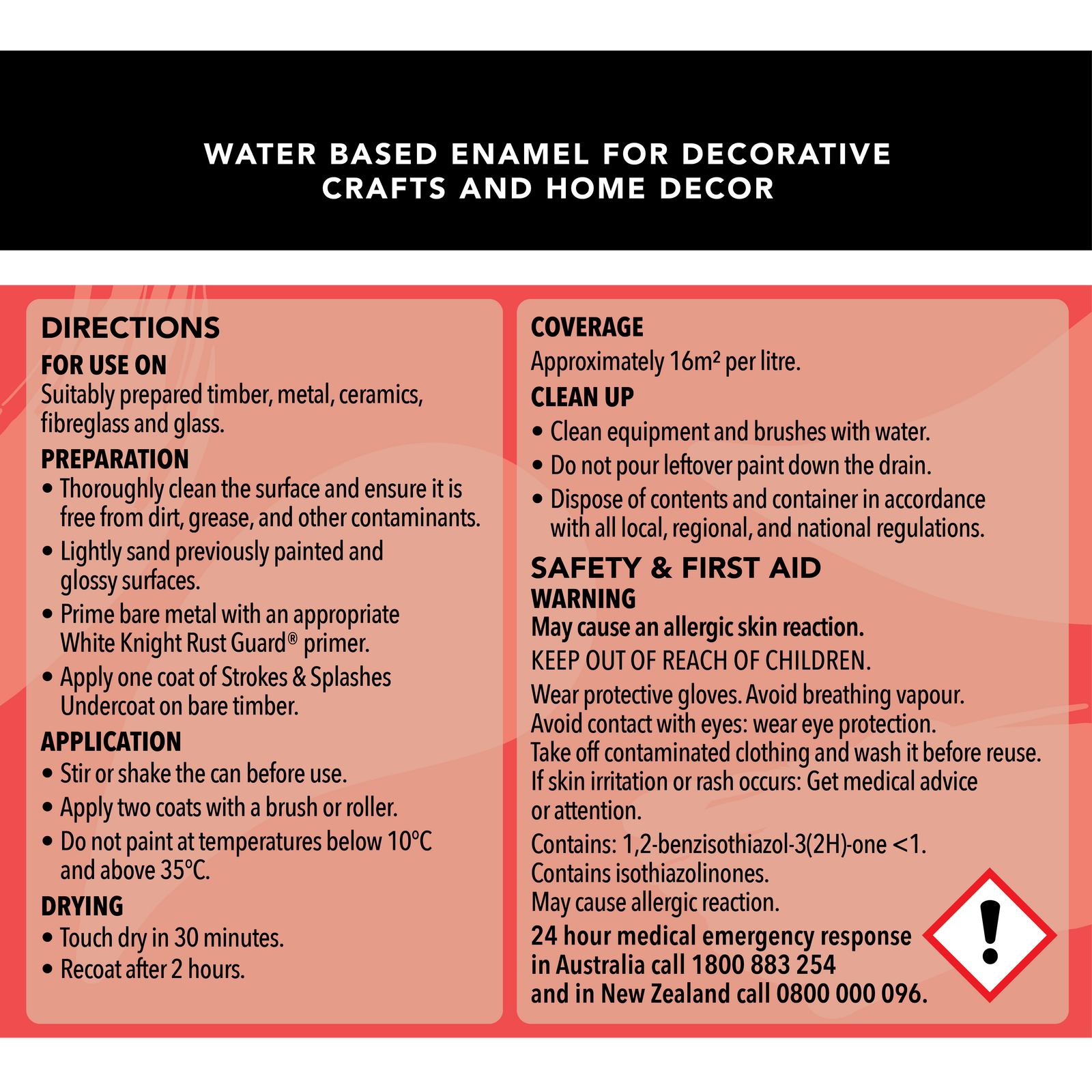 White Knight 100ml Cherry Red Strokes and Splashes Paint