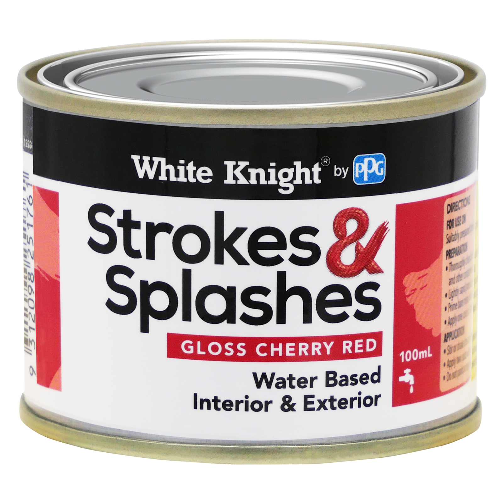White Knight 100ml Cherry Red Strokes and Splashes Paint