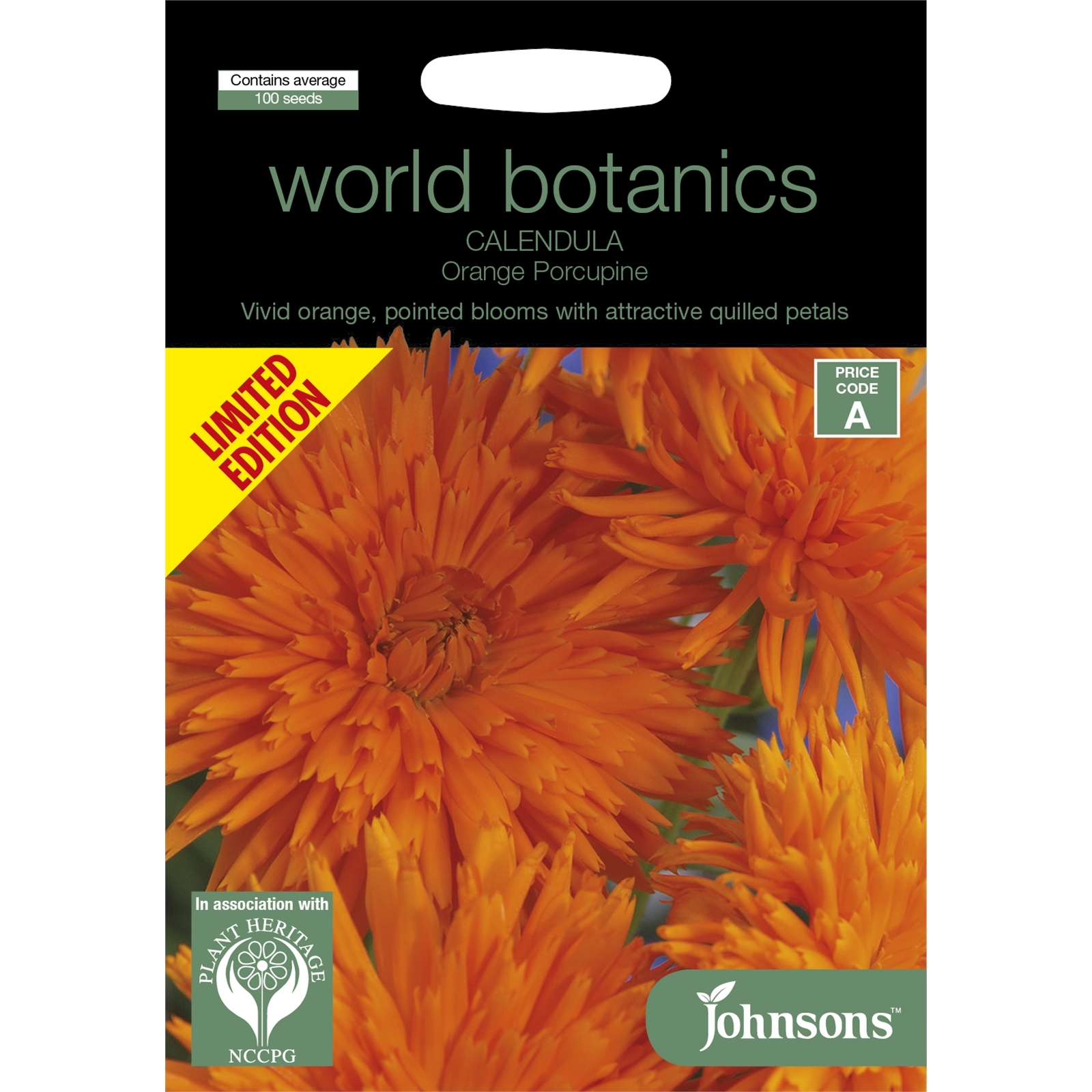Johnsons Seed Vegetable - Calendula Orange Porcupine