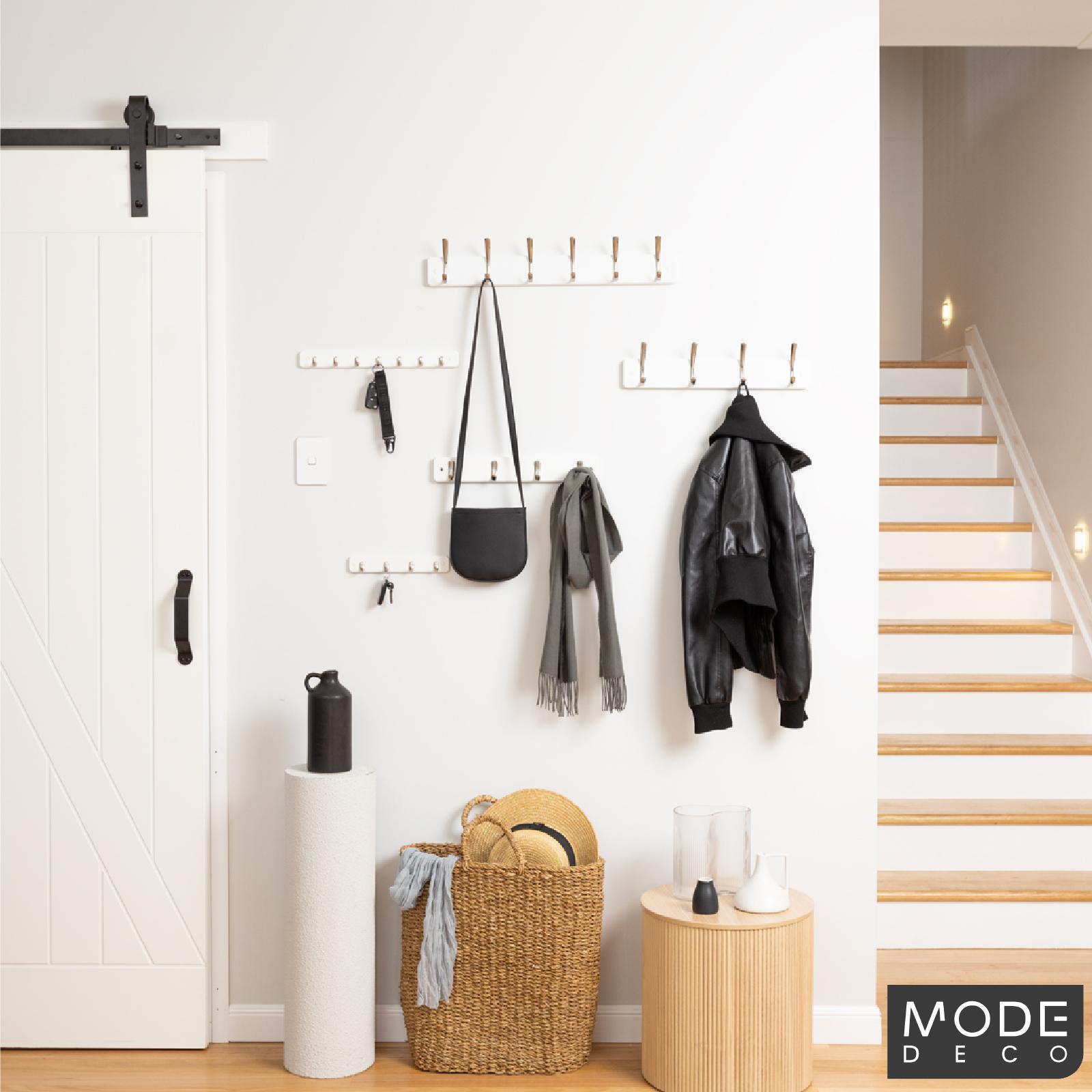 Mode Perma Products 4 Brushed Nickel Hooks White Board Hat And Coat Rack