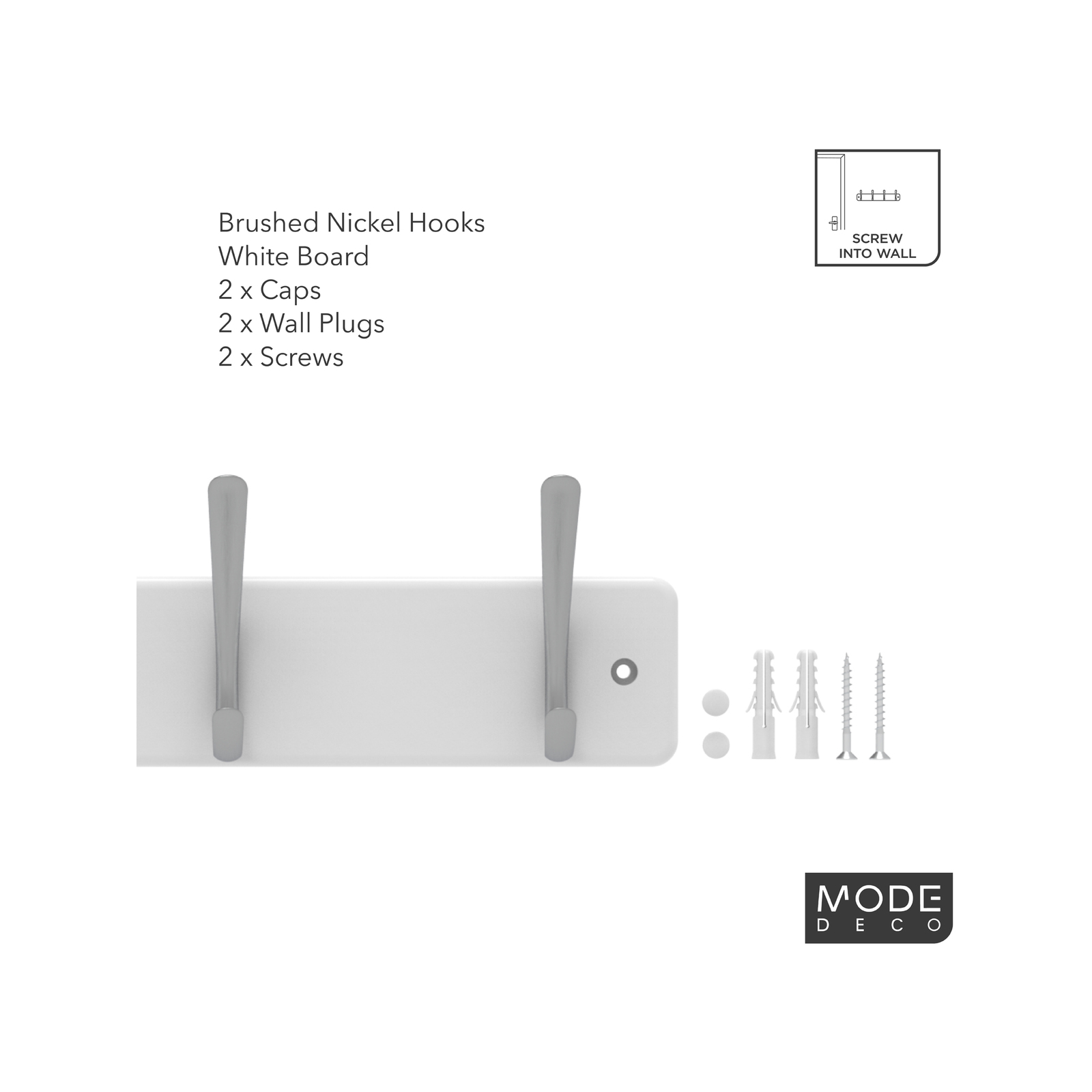 Mode Perma Products 4 Brushed Nickel Hooks White Board Hat And Coat Rack 5 Mode Perma Products 4 Brushed Nickel Hooks White Board Hat And Coat Rack