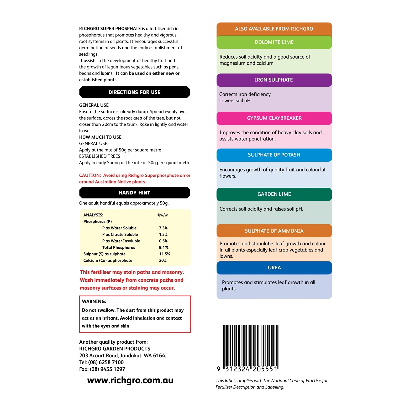 Richgro 5kg Super Phosphate Fertiliser Supplement