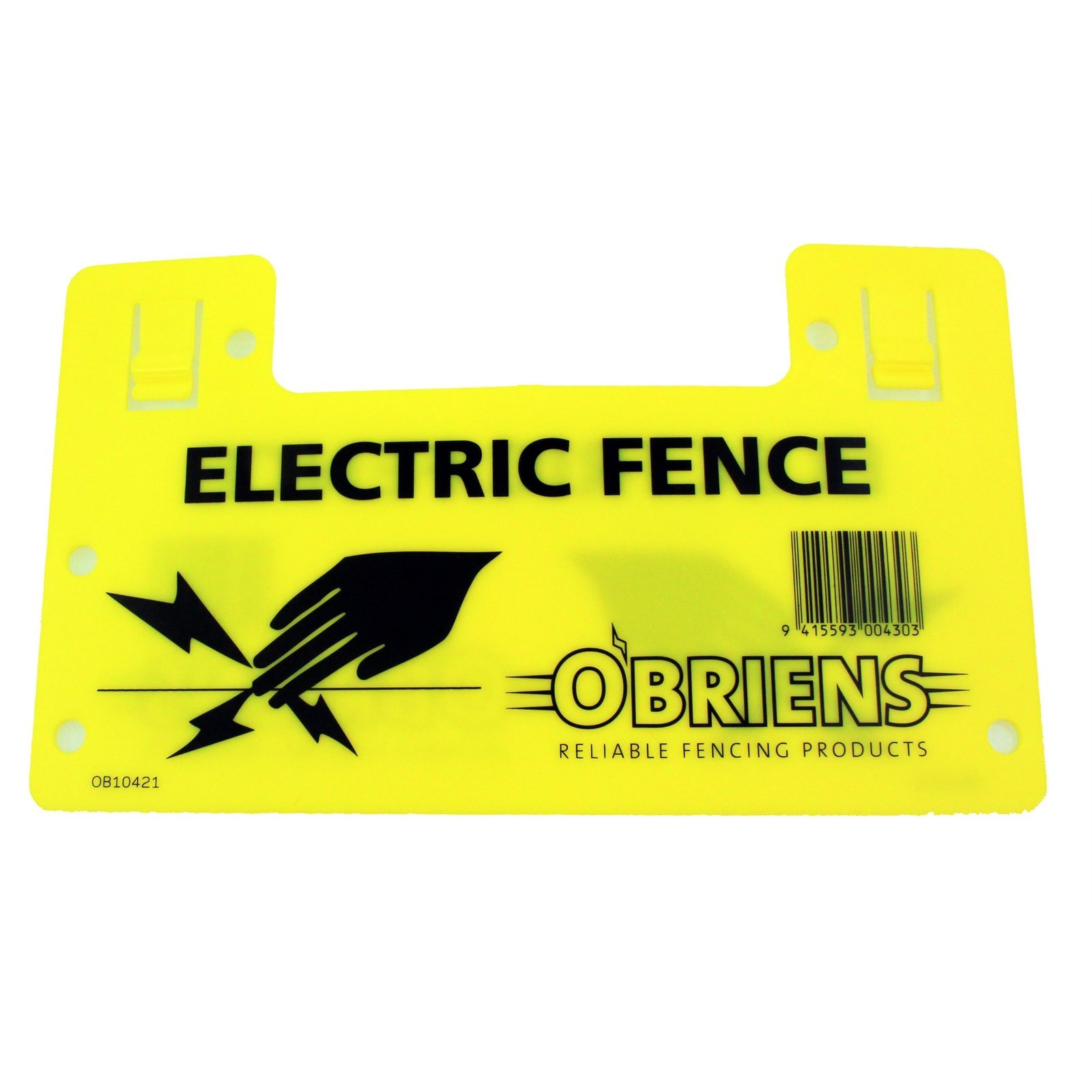 O'Briens Yellow Electric Fence Warning Sign