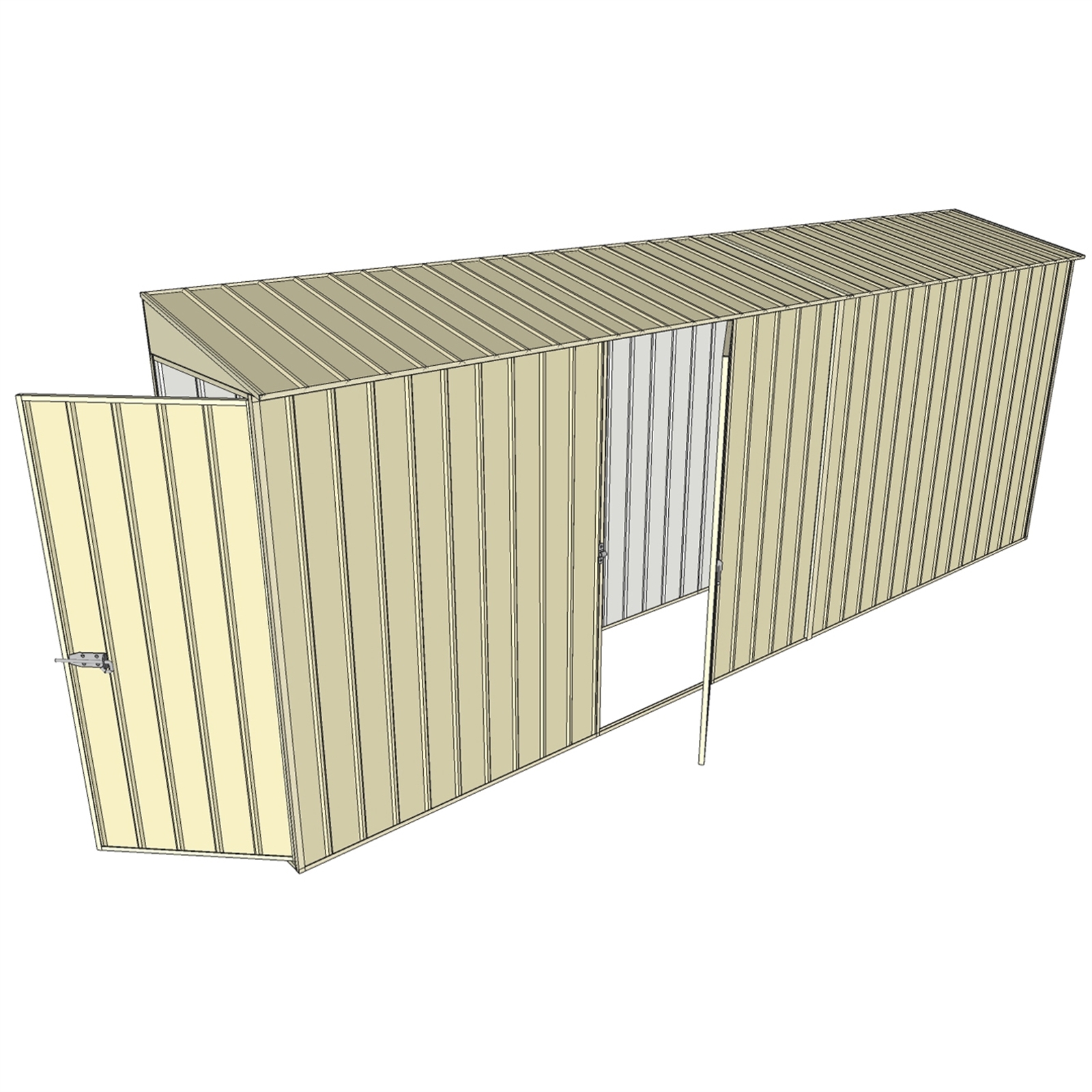 Build-a-Shed 0.8 x 5.2 x 2m Hinged Door Tunnel Shed With Single Hinged Side Door - Cream
