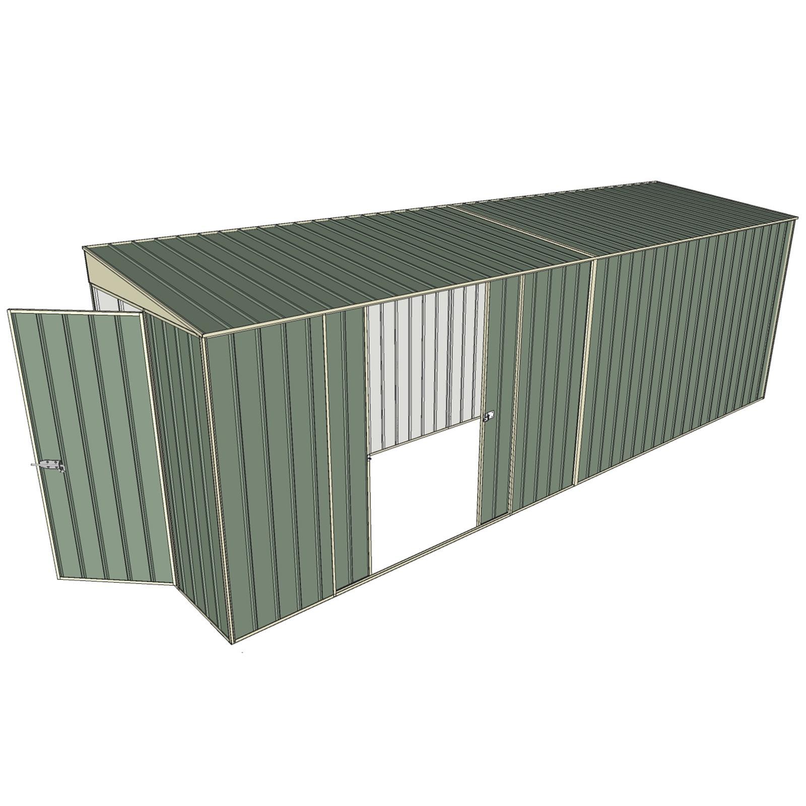 Build-a-Shed 1.5 x 6 x 2m Sliding Door Tunnel Shed with Double Sliding Side Doors - Green