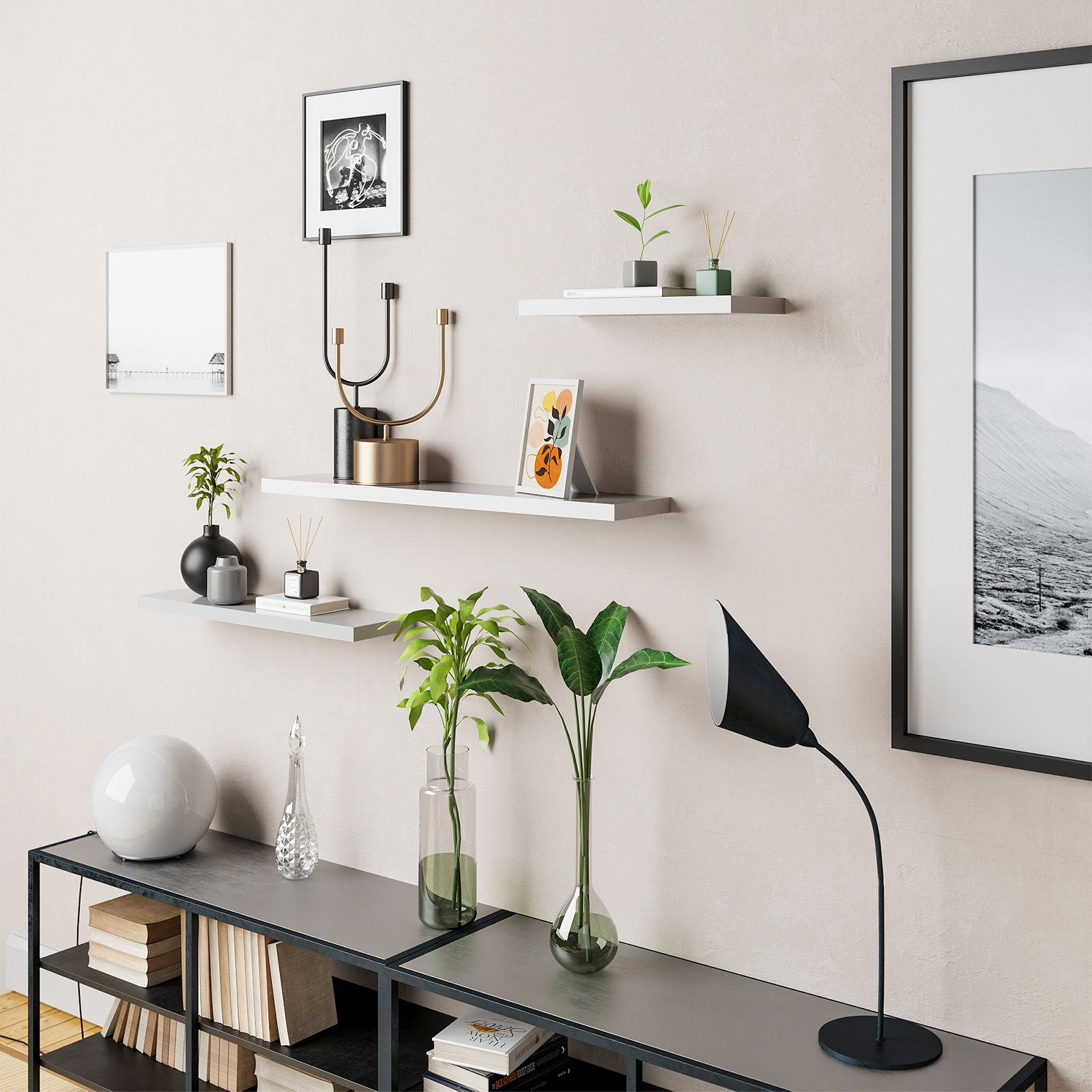 Flexi Storage Decorative Shelving 900 x 38 x 240mm White Gloss Floating Shelf 4 Flexi Storage Decorative Shelving 900 x 38 x 240mm White Gloss Floating Shelf