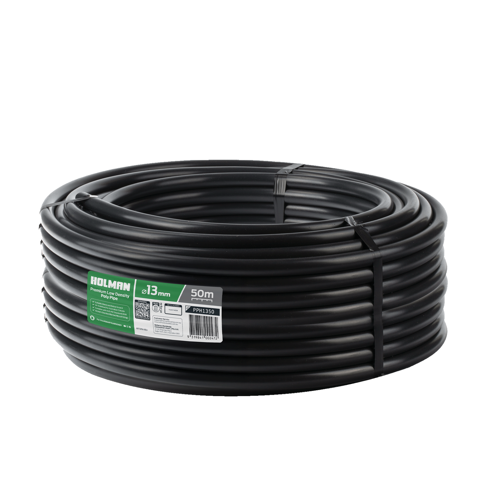 Holman 13mm x 50m Black Poly Pipe