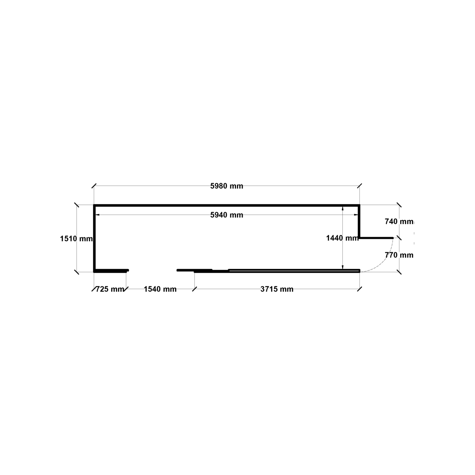 Build-a-Shed 1.5 x 6 x 2m Skillion Double Sliding Side Door Shed - Zinc