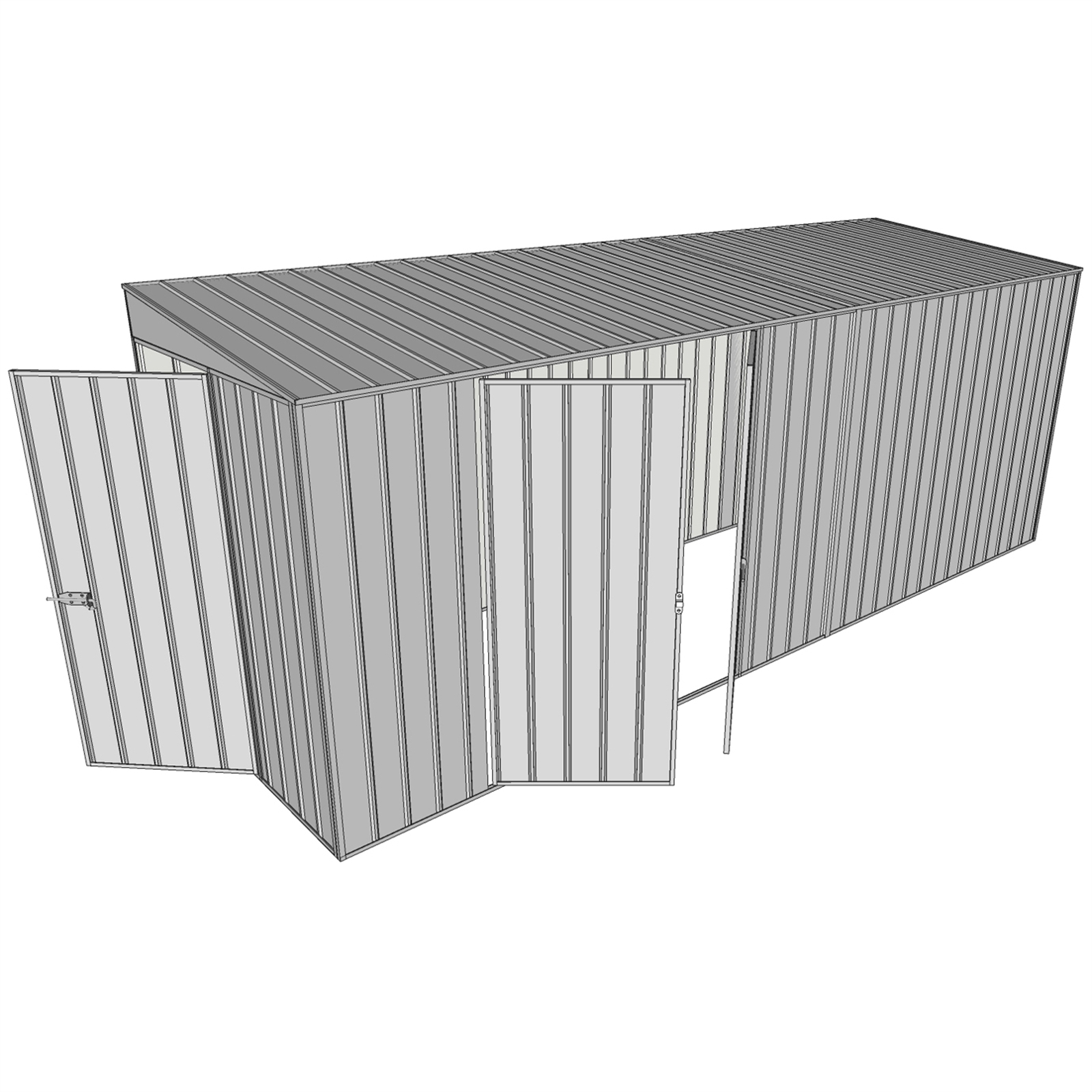 Build-a-Shed 1.5 x 5.2 x 2m Hinged Door Tunnel Shed With Double Hinged Side Door - Zinc