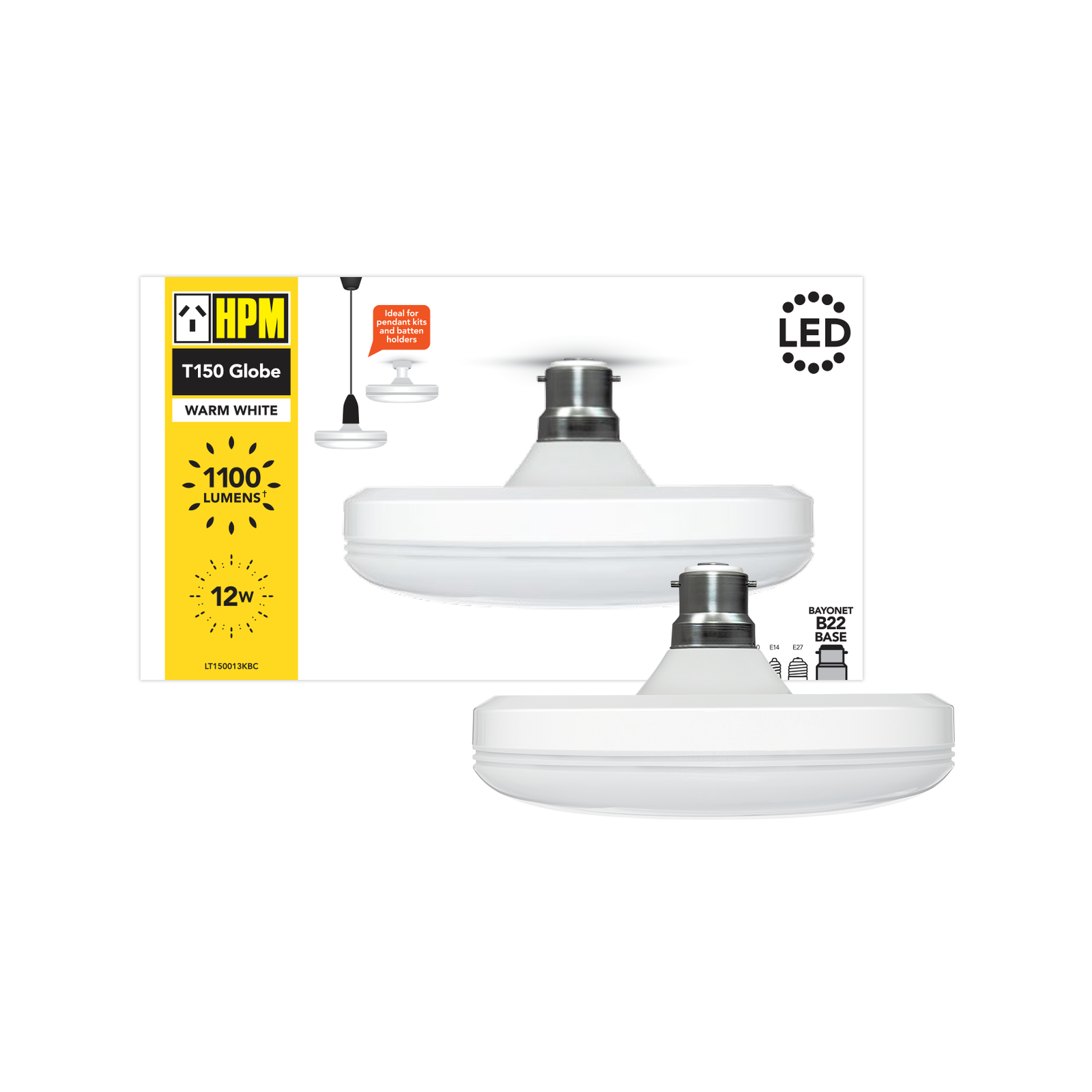 HPM 12W LED Warm White T150 Globe