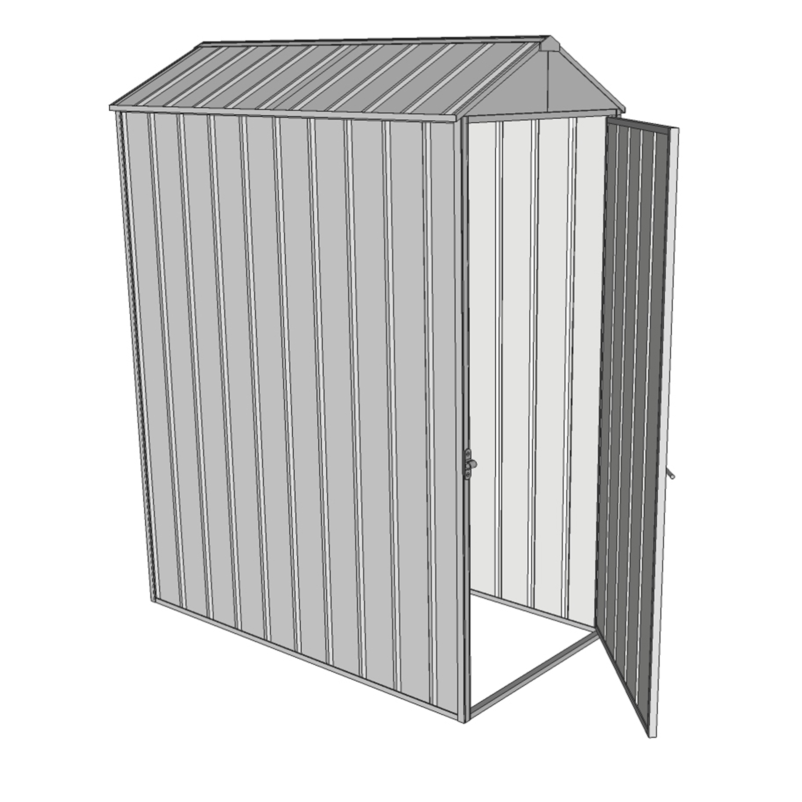 Build-a-Shed 0.8 x 1.5 x 2.1m Gable Single Hinged Door Shed - Zinc