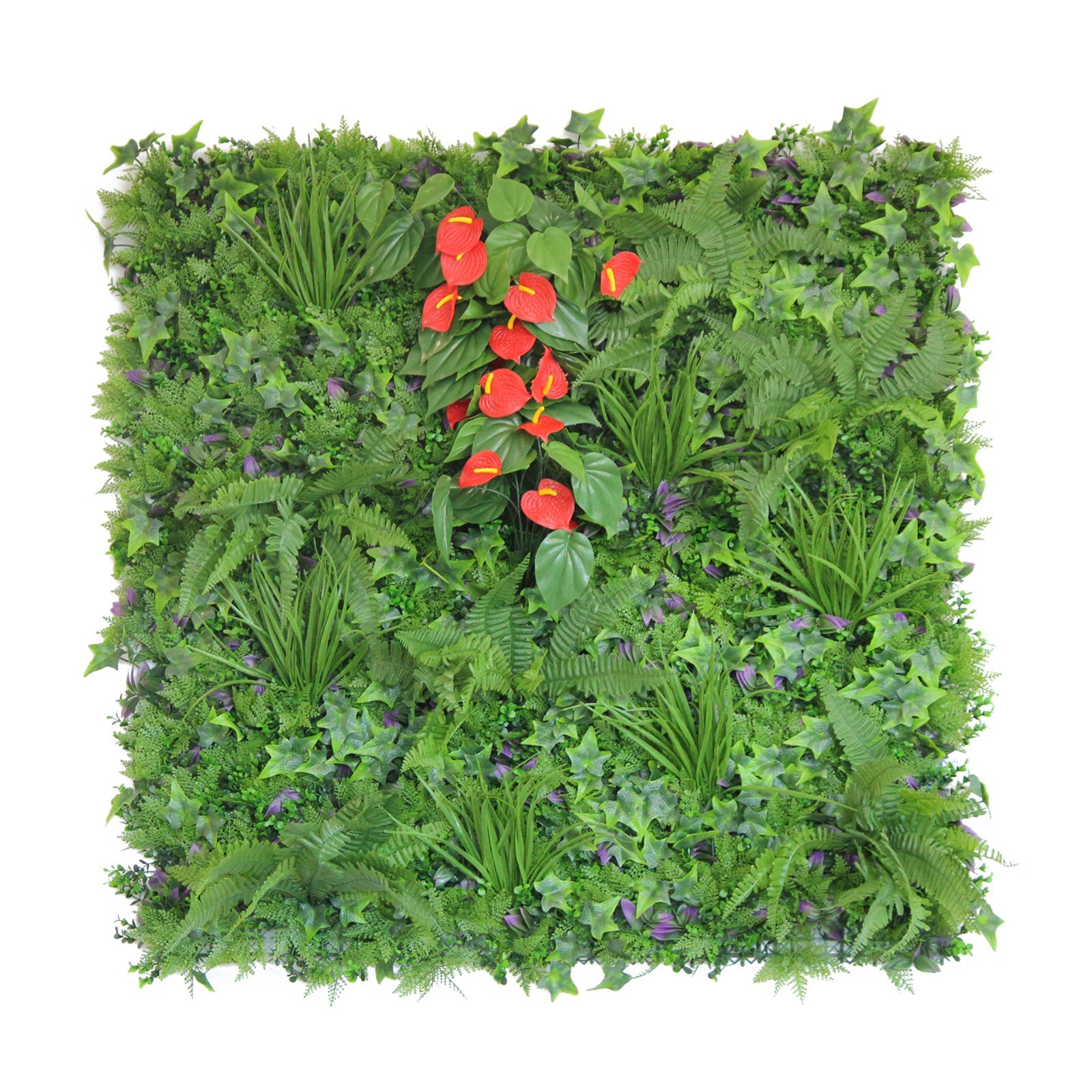 UN-REAL 100 x 100cm Luxury Artificial Hedge Tile - Anthurium
