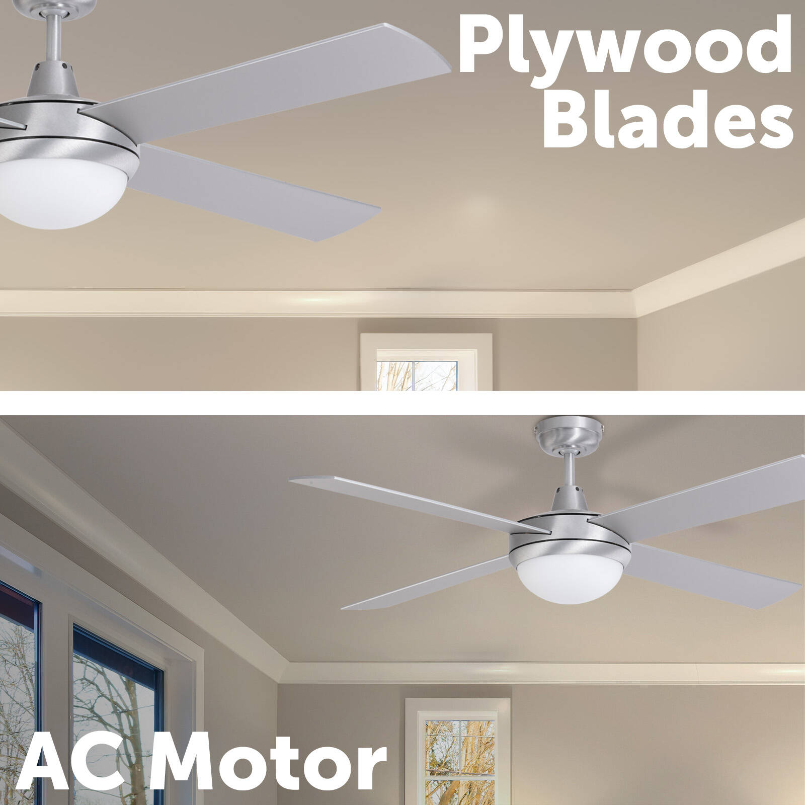 Mercator 130cm Brushed Steel 4 Blade Grange Ceiling Fan With Light 5 Mercator 130cm Brushed Steel 4 Blade Grange Ceiling Fan With Light